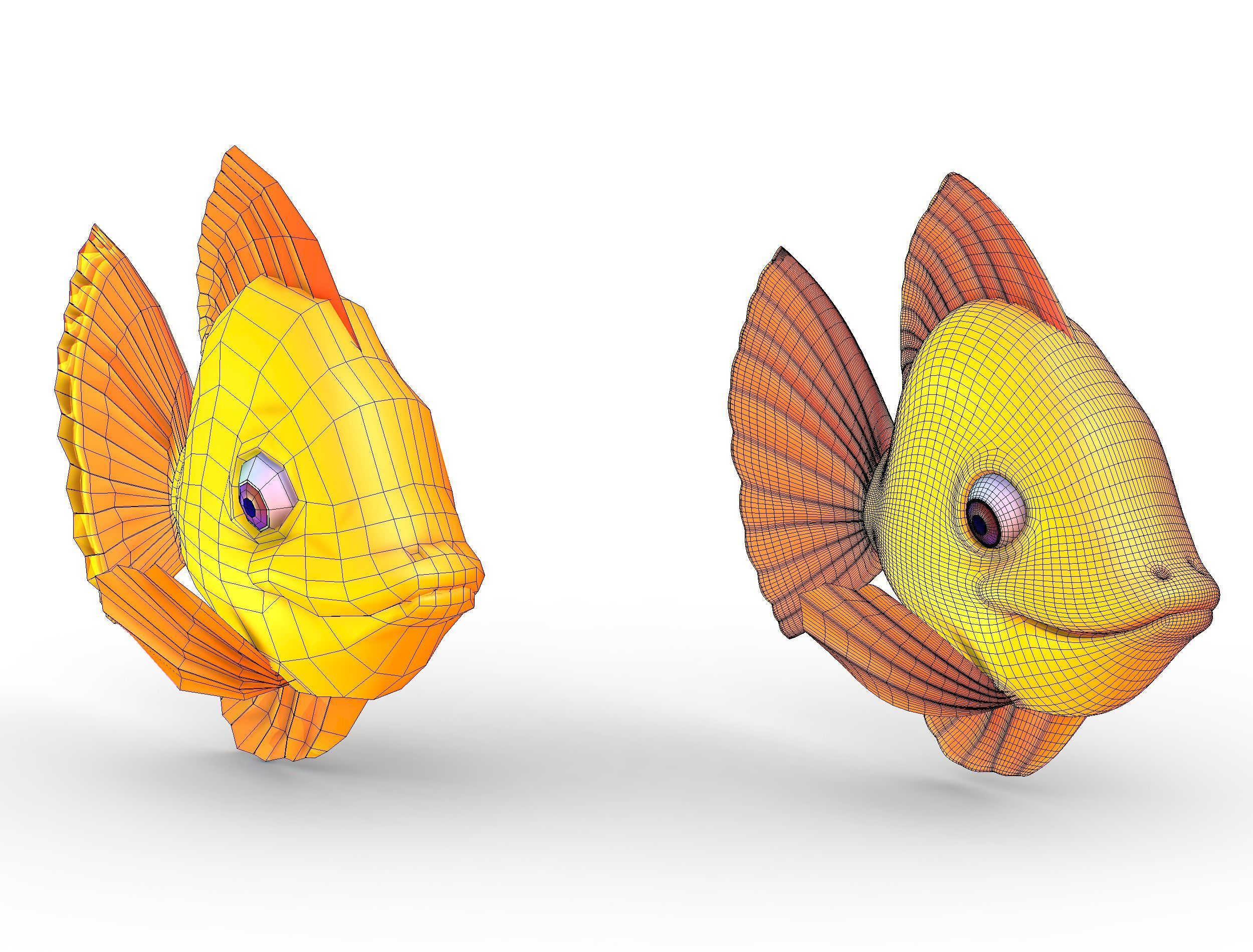 Hi-Poly Subdivision 3D Model Gold Fish Low-poly 3D model_22