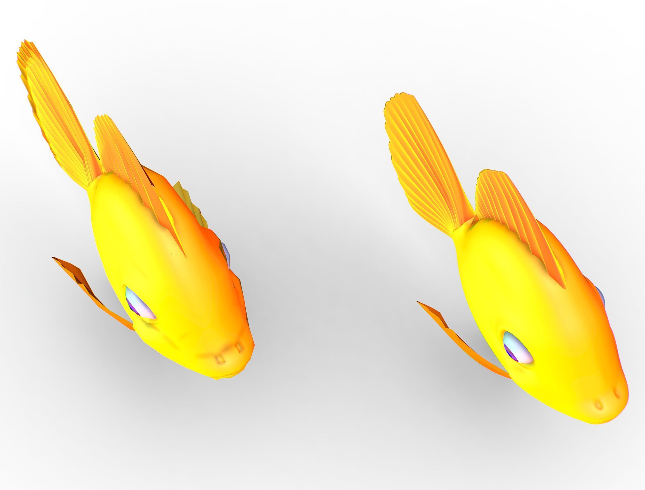 Hi-Poly Subdivision 3D Model Gold Fish Low-poly 3D model_17