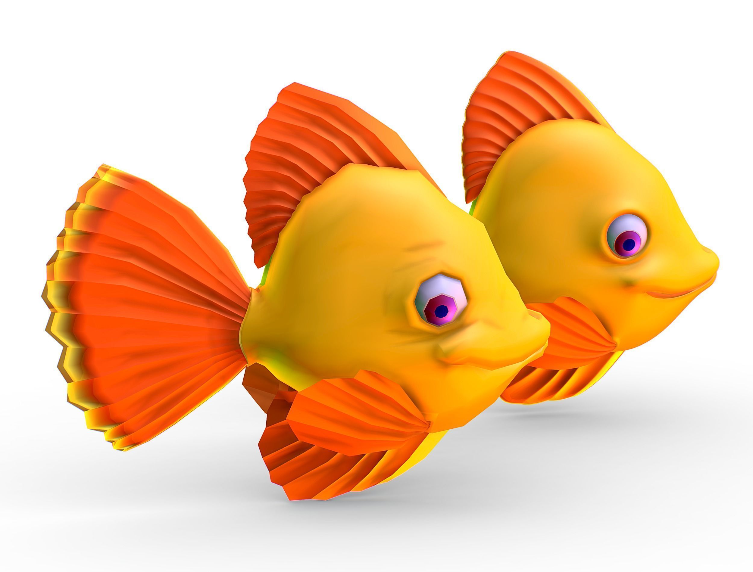 Hi-Poly Subdivision 3D Model Gold Fish Low-poly 3D model_16