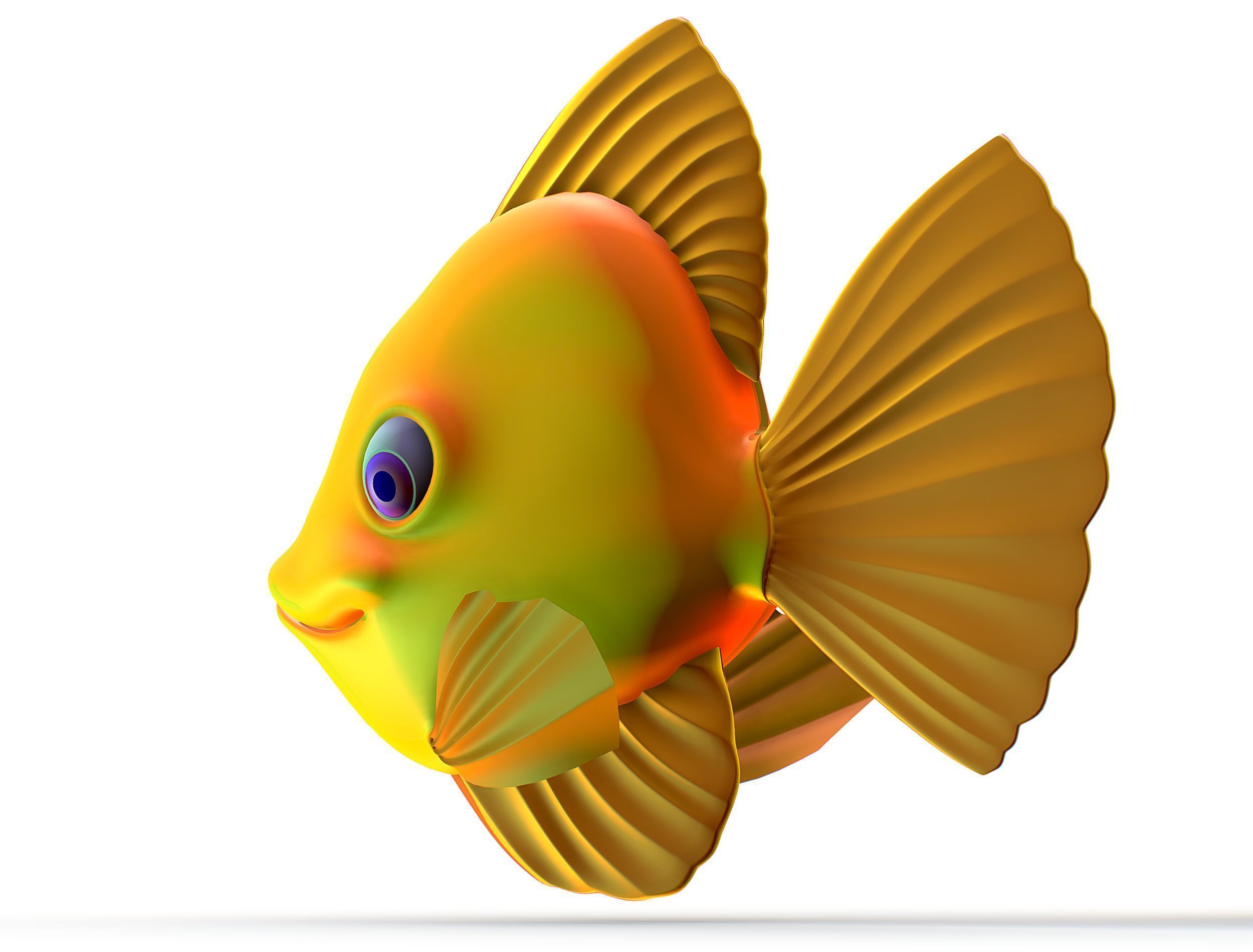 Hi-Poly Subdivision 3D Model Gold Fish Low-poly 3D model_3