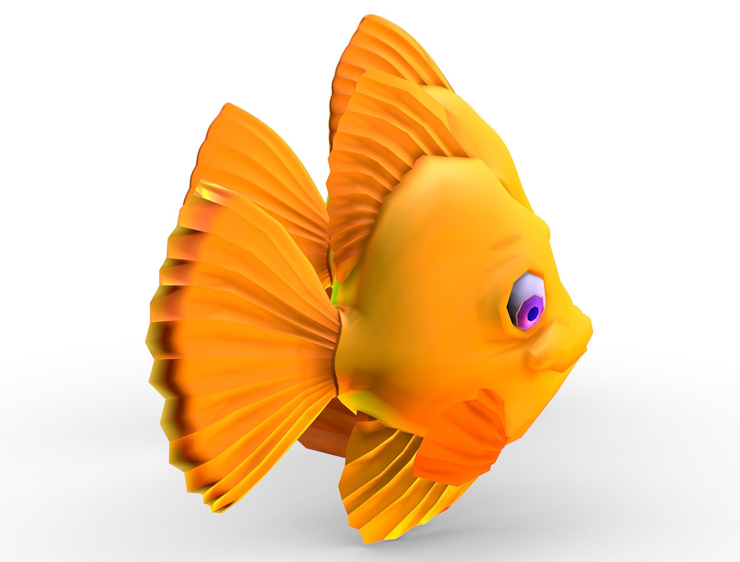 Hi-Poly Subdivision 3D Model Gold Fish Low-poly 3D model_15