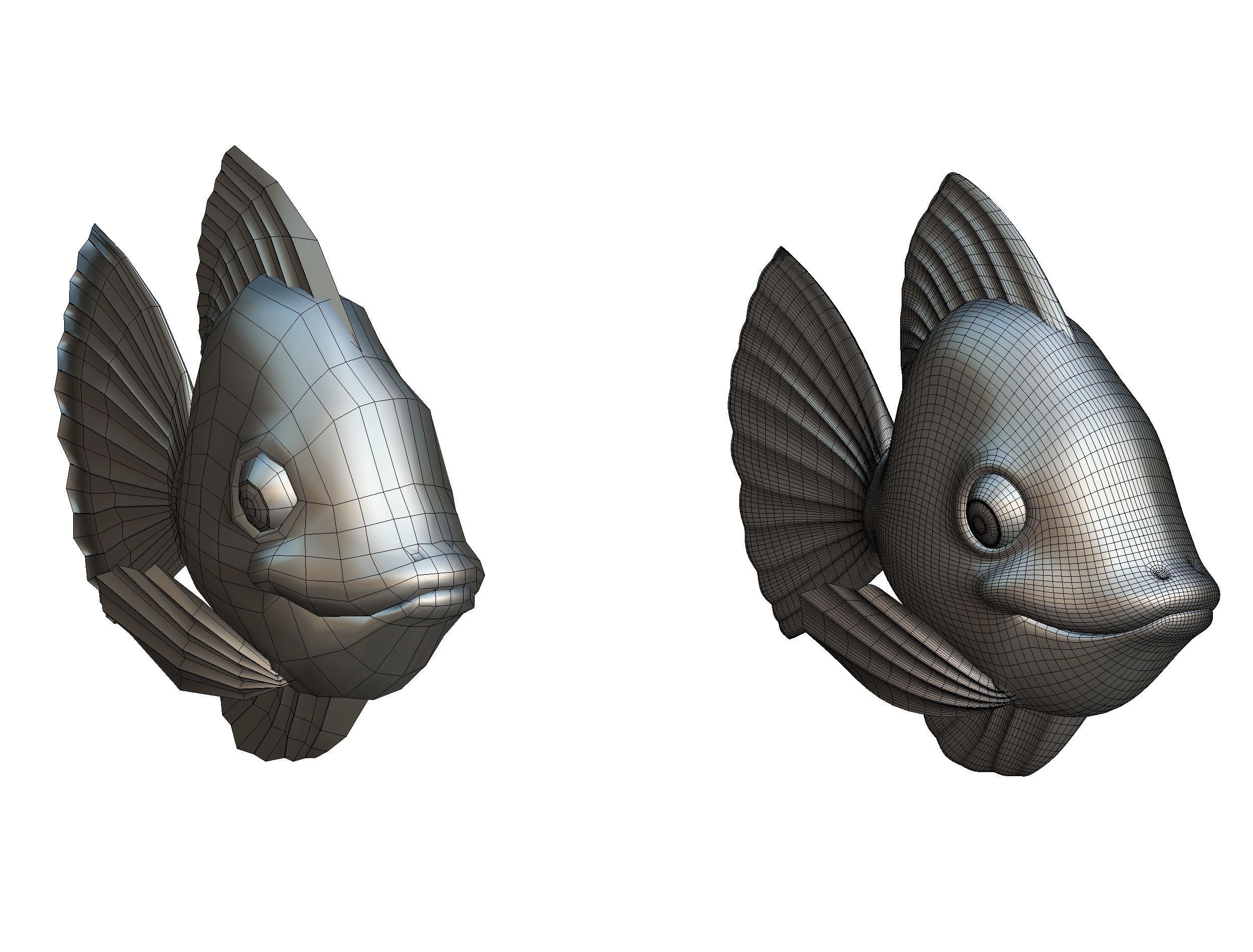 Hi-Poly Subdivision 3D Model Gold Fish Low-poly 3D model_23