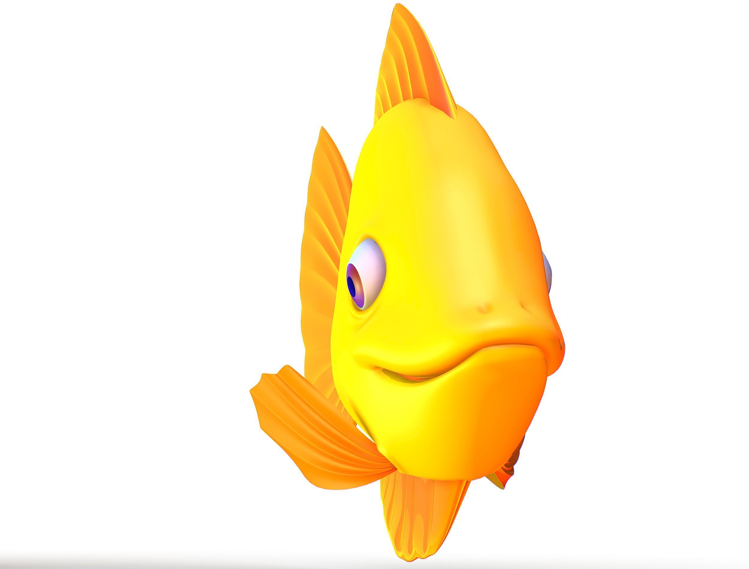 Hi-Poly Subdivision 3D Model Gold Fish Low-poly 3D model_2