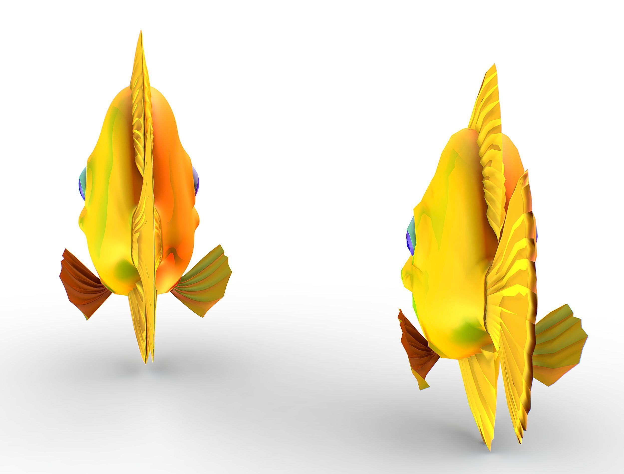 Hi-Poly Subdivision 3D Model Gold Fish Low-poly 3D model_13