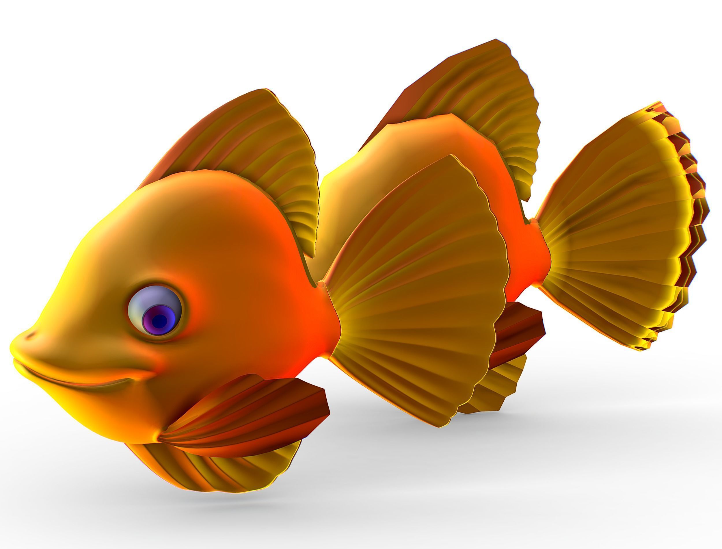 Hi-Poly Subdivision 3D Model Gold Fish Low-poly 3D model_10