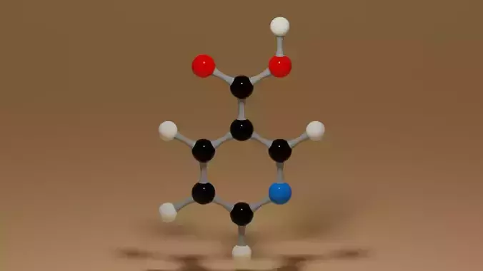 Vitamin B3 Niacin C6H5NO2 Molecule Low-poly 3D model