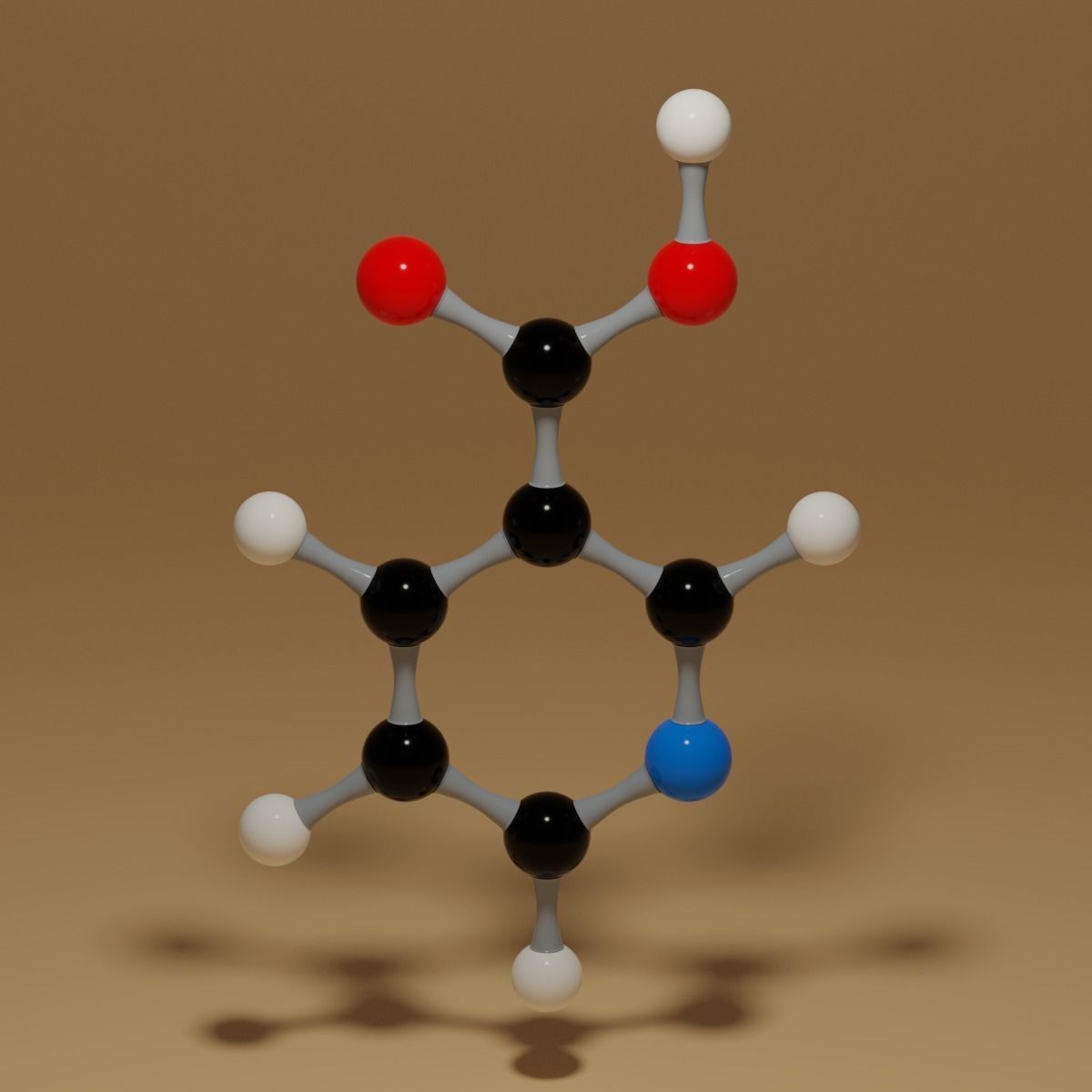 Vitamin B3 Niacin C6H5NO2 Molecule Low-poly 3D model_7