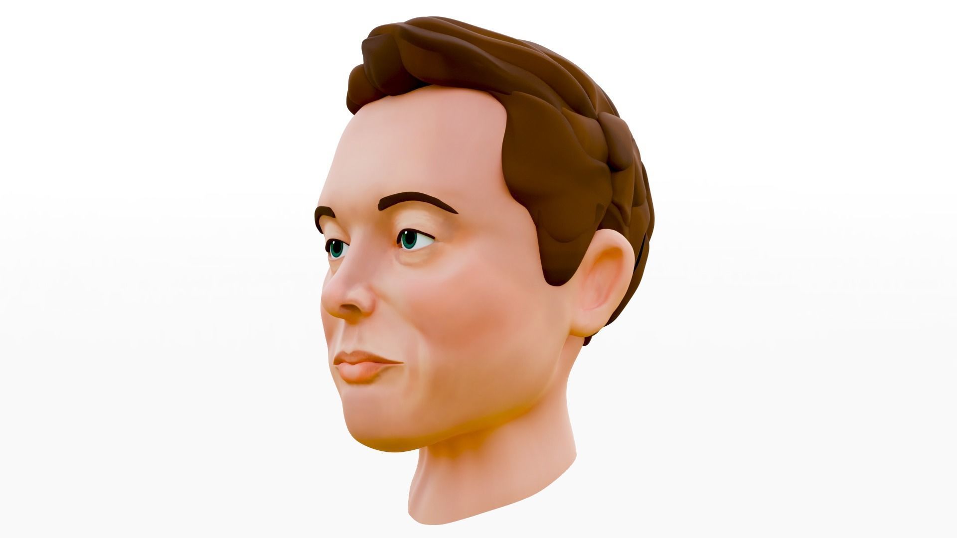 Elon Musk - Cartoon Character Head 3D model_3