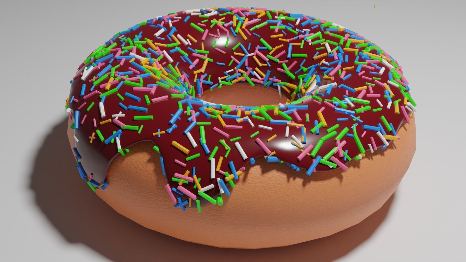 Realistic Donut with sprinkles 3D model_4