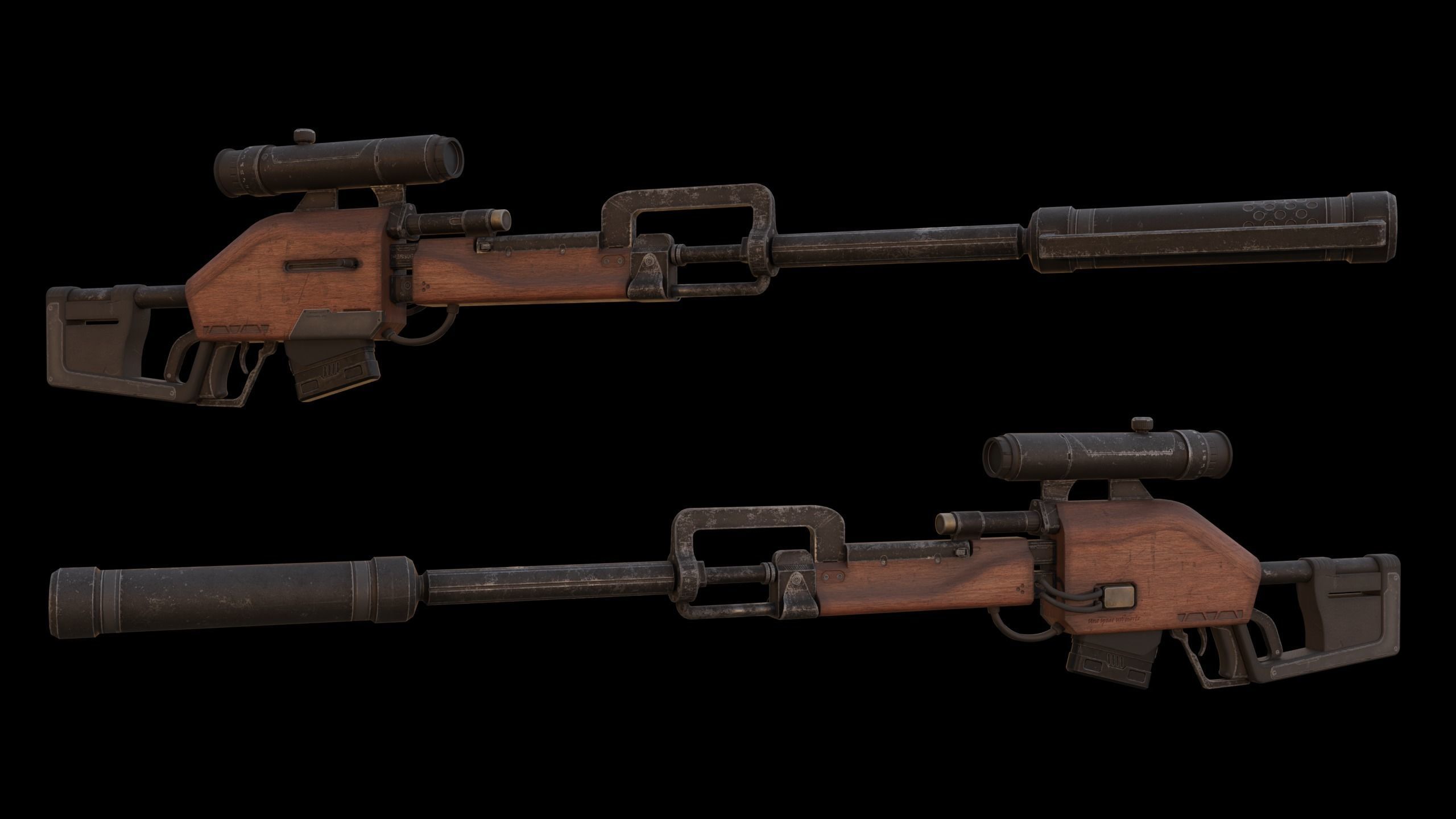 Sniper Rifle Concept Low-poly 3D model Low-poly 3D model_5