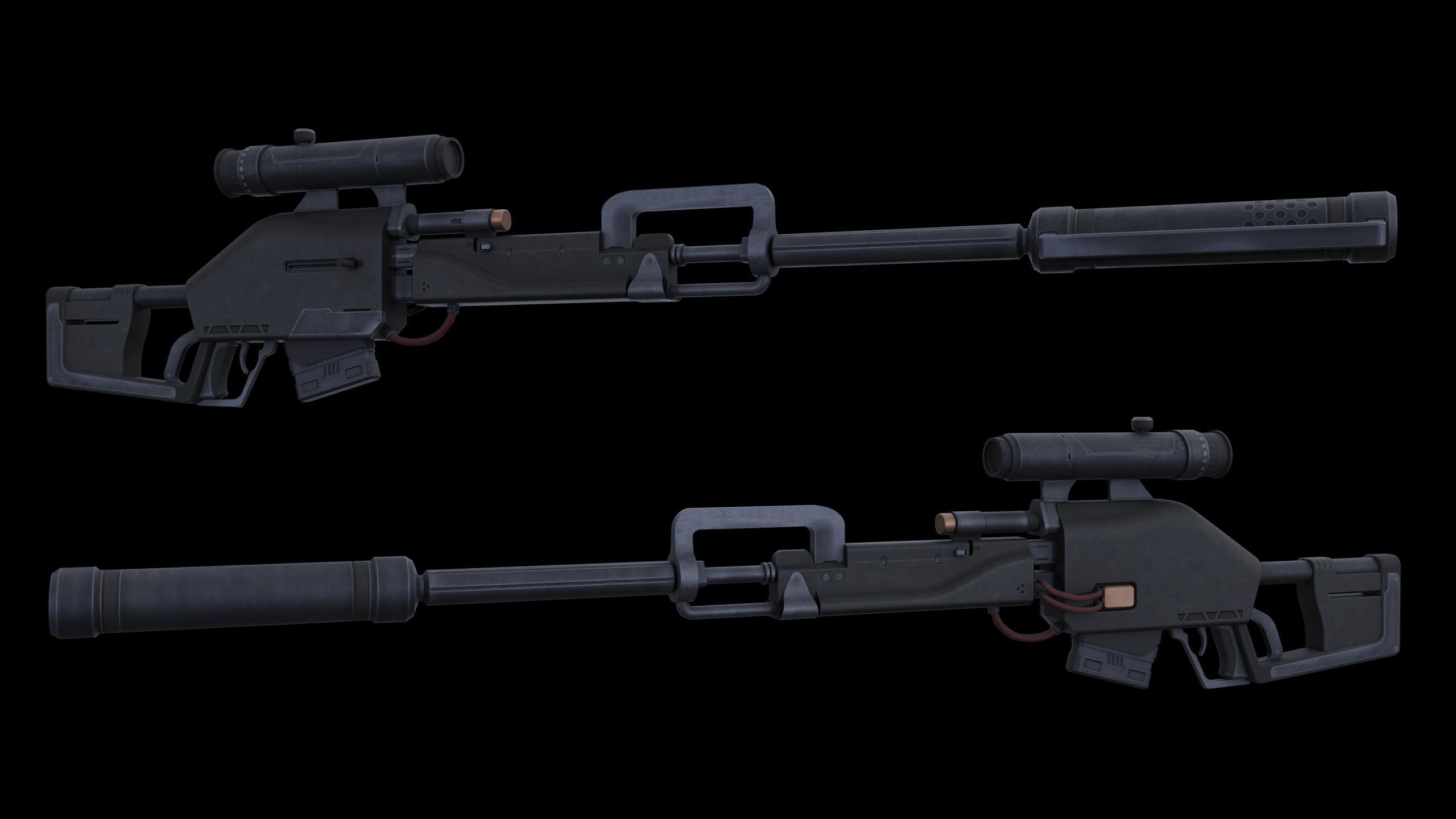 Sniper Rifle Concept Low-poly 3D model Low-poly 3D model_4