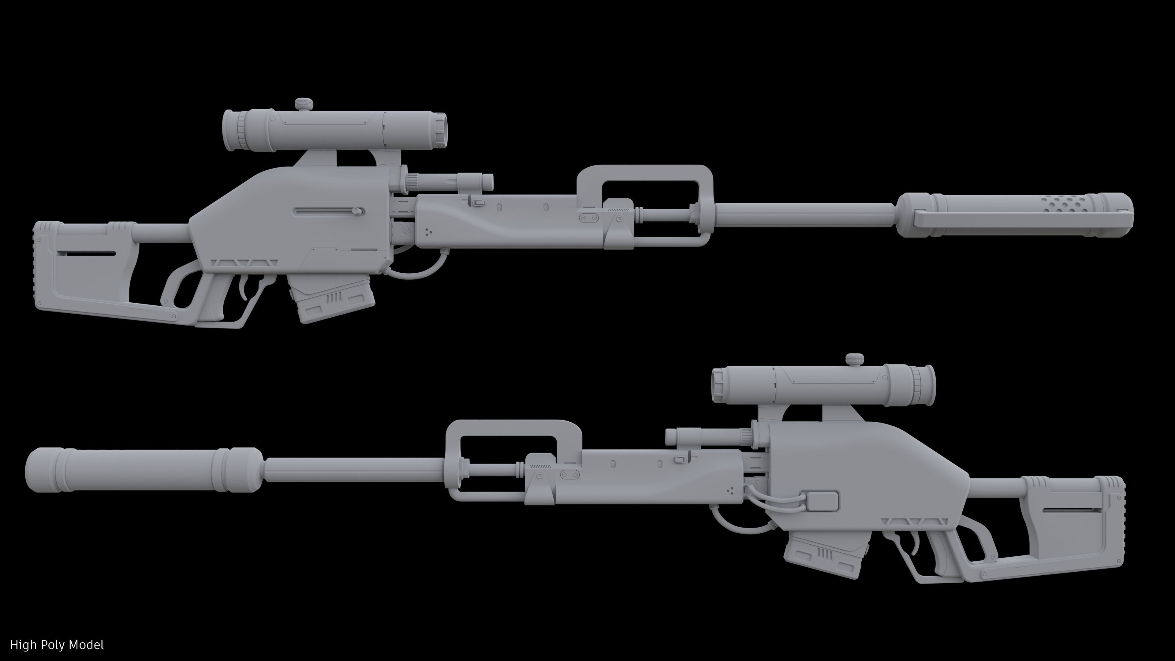 Sniper Rifle Concept Low-poly 3D model Low-poly 3D model_6