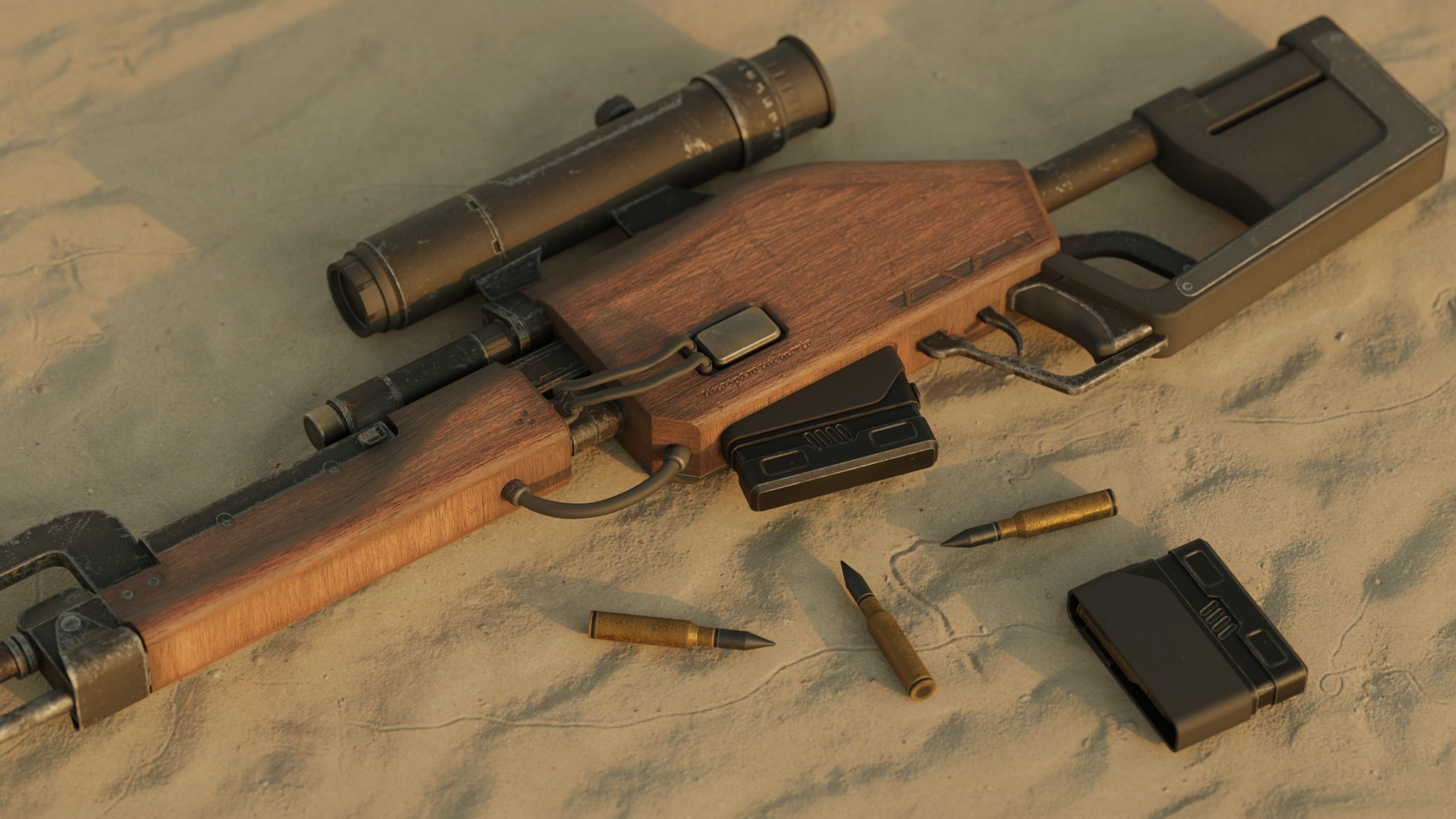 Sniper Rifle Concept Low-poly 3D model Low-poly 3D model_3