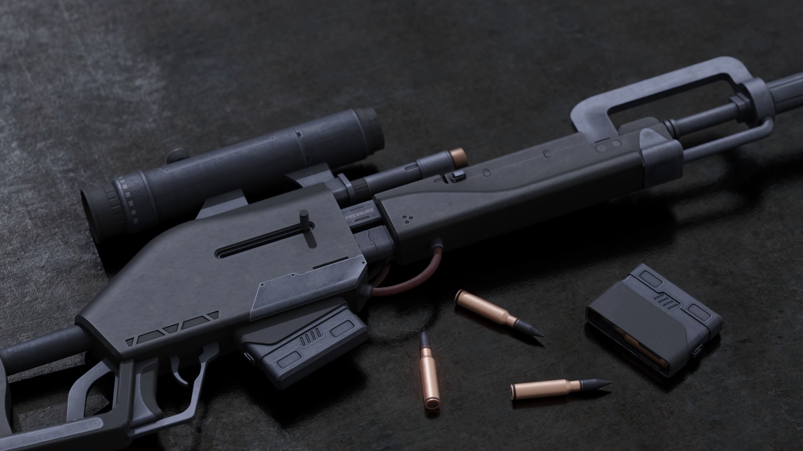 Sniper Rifle Concept Low-poly 3D model Low-poly 3D model_2