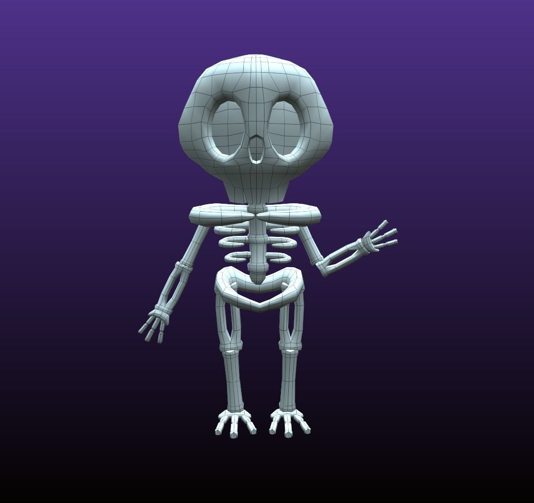 Cartoon style skeleton game asset Low-poly 3D model_2