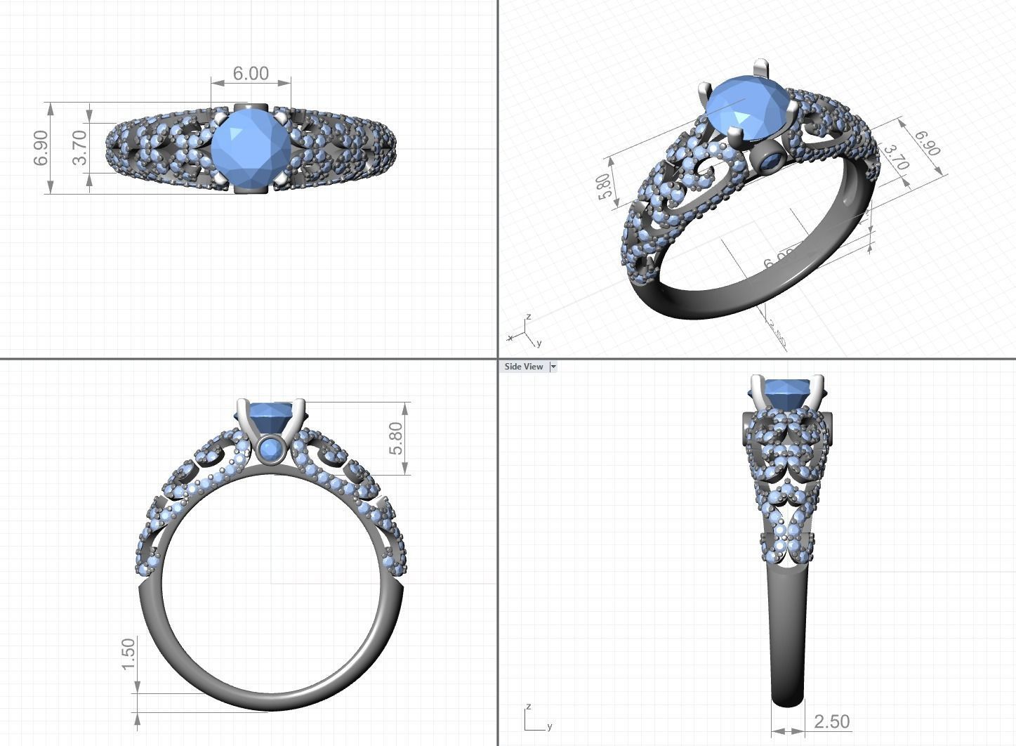 Beauty Ring 025 3D print model_9