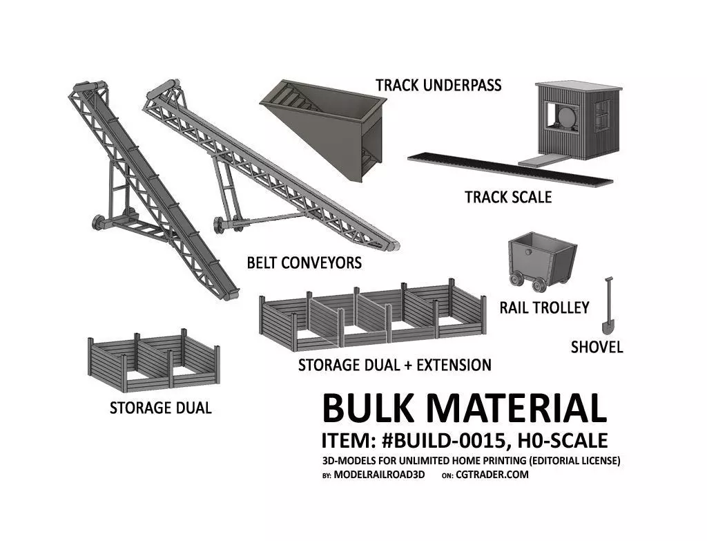 BUILD-0015 Bulk Material Handling set H0-scale 3D print model