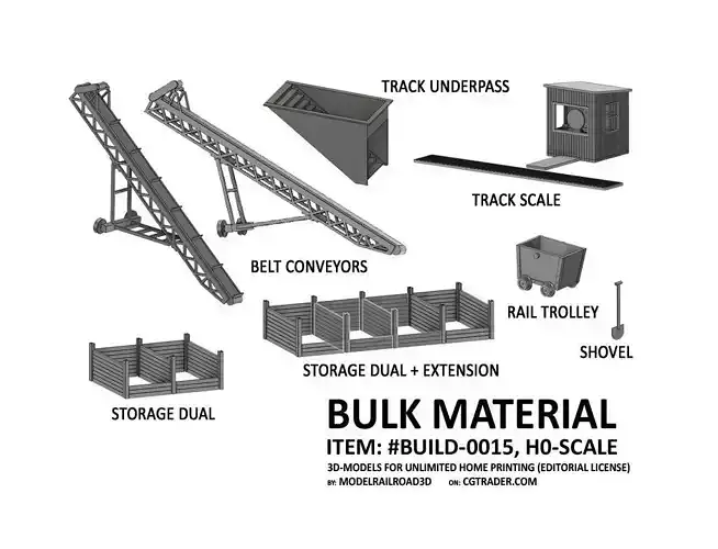 BUILD-0015 Bulk Material Handling set H0-scale 3D print model
