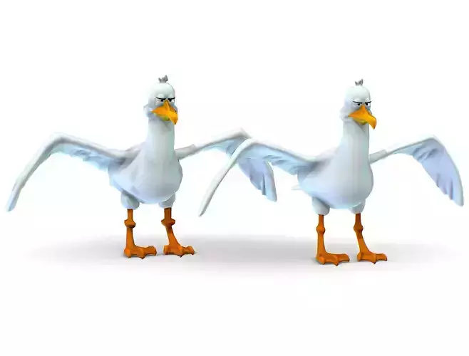Hi-Poly Subdivision 3D Model SeaGull Cartoon Low-poly 3D model