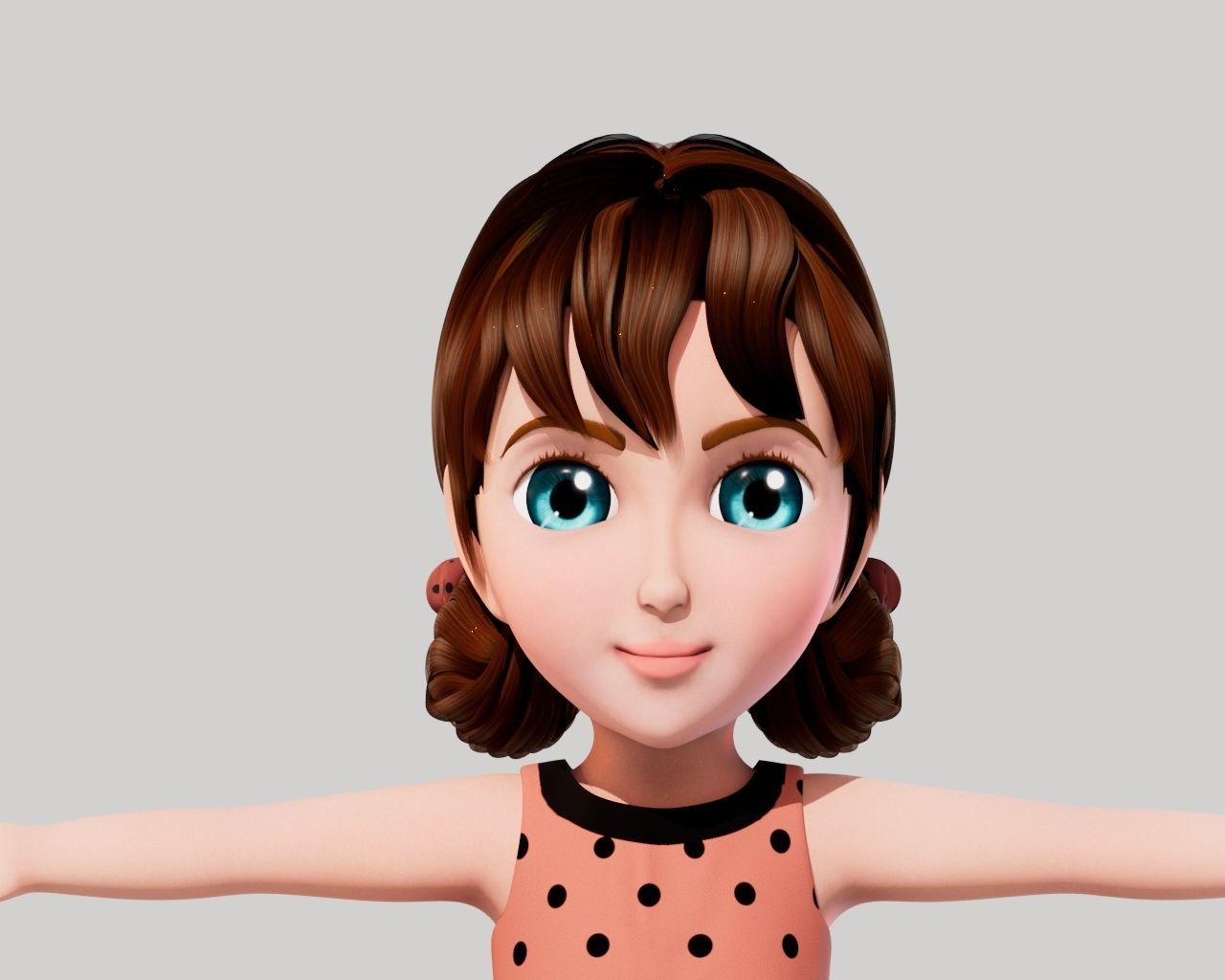 Cartoon Girl SELENA 3D model_12