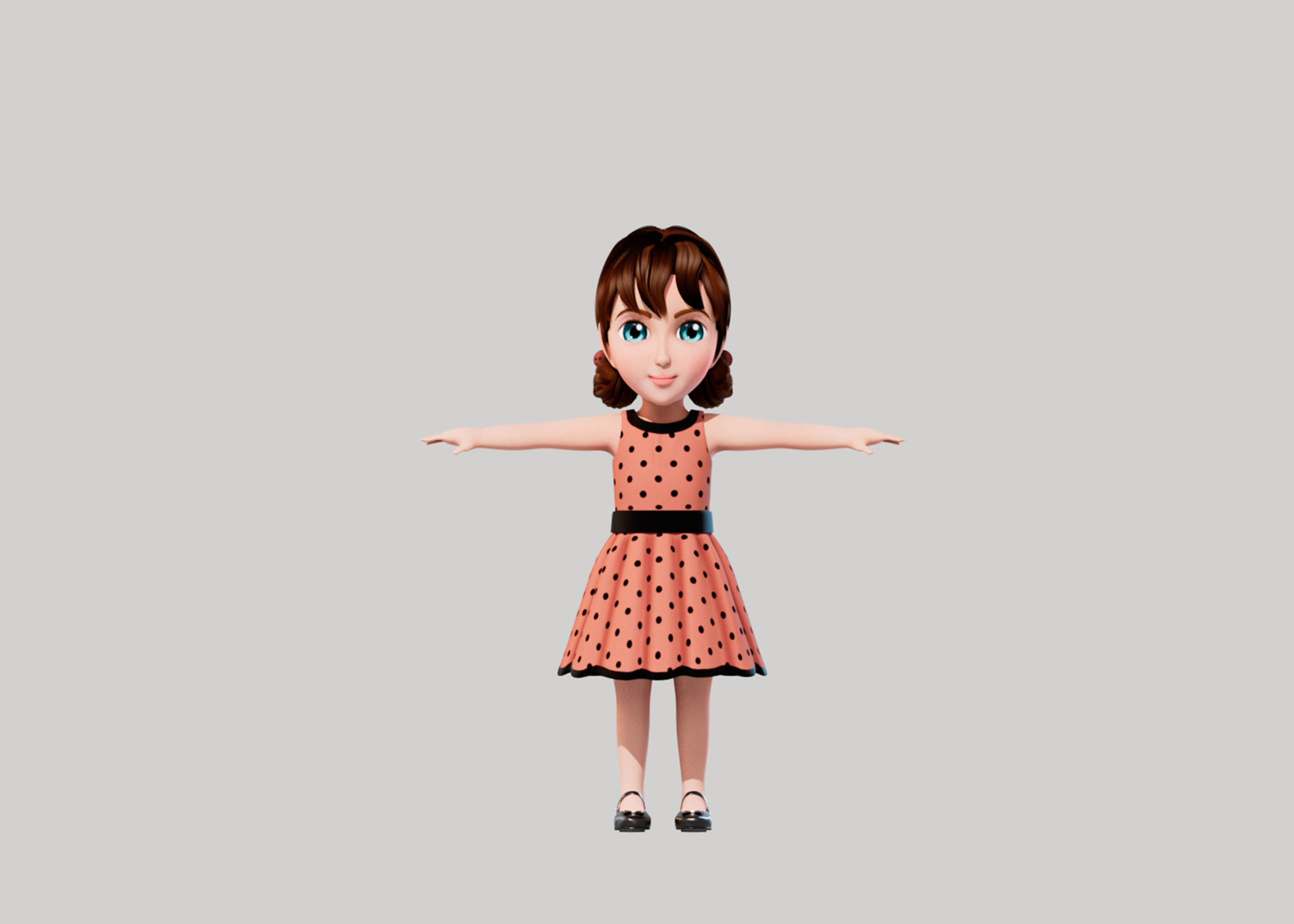 Cartoon Girl SELENA 3D model_2