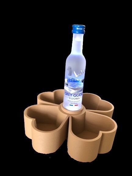 FOUR - LEAF CLOVER SNACK TRAY MINI BOTTLE LED HOLDER 3D print model_1
