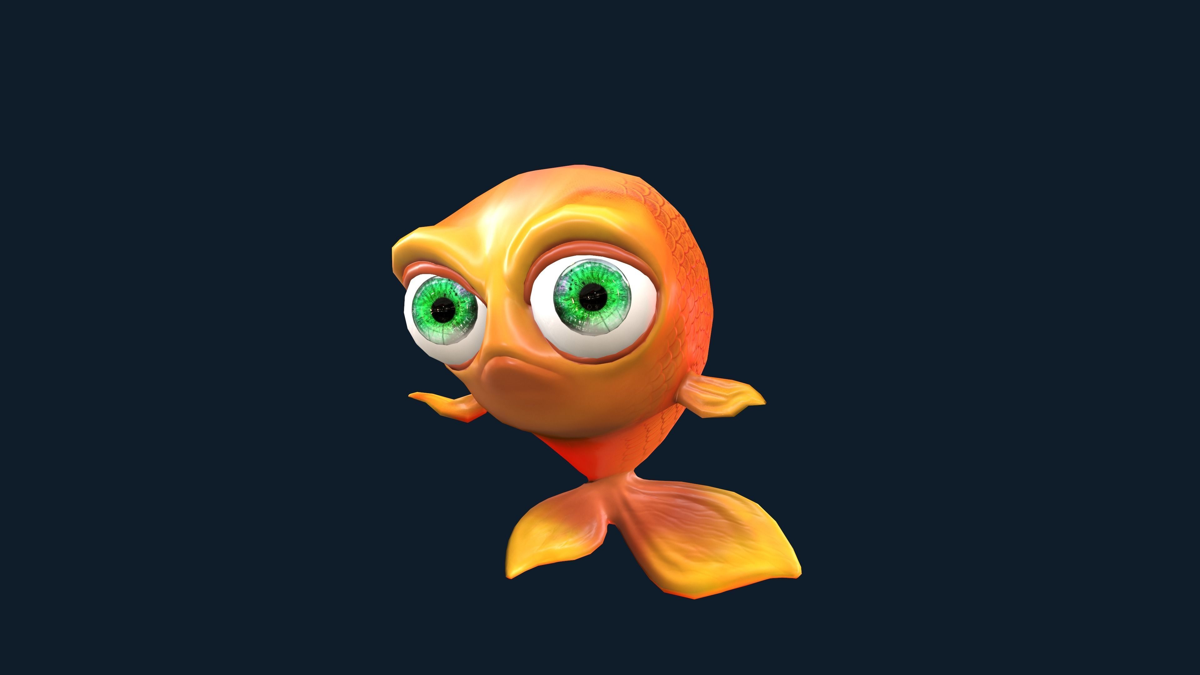 Cartoon Fish With Rig Low-poly 3D model_9