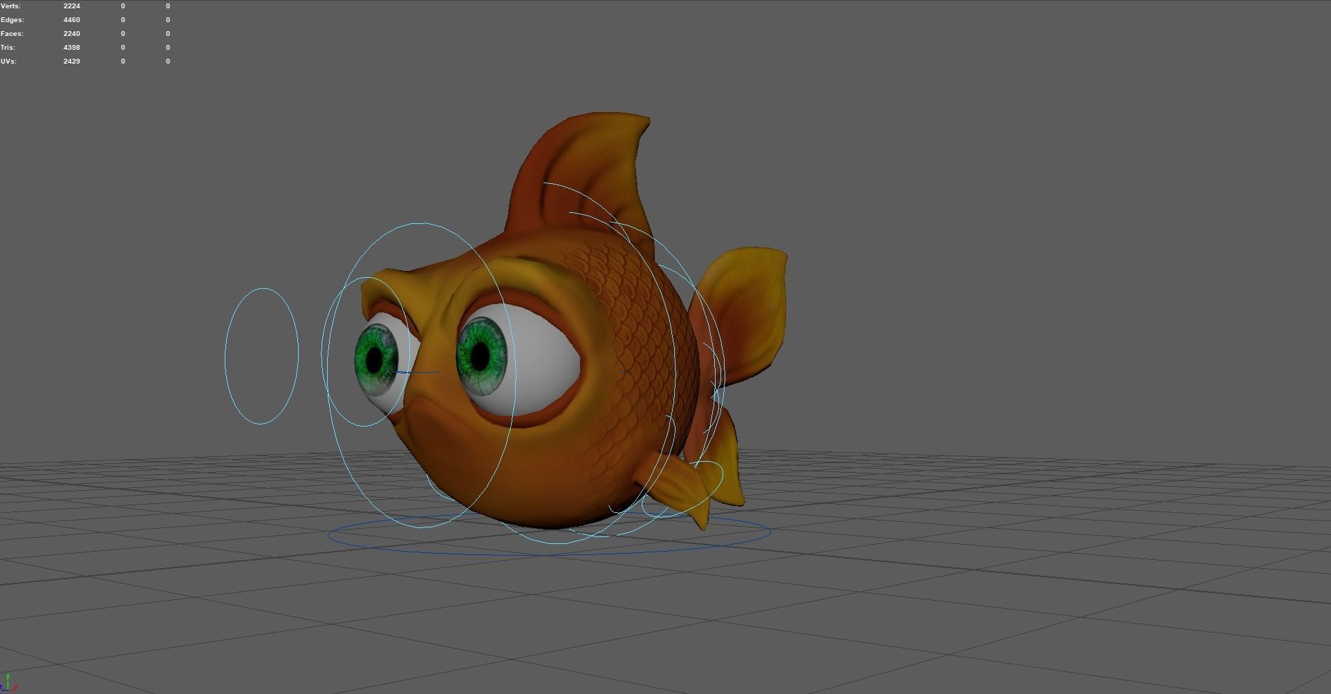 Cartoon Fish With Rig Low-poly 3D model_18