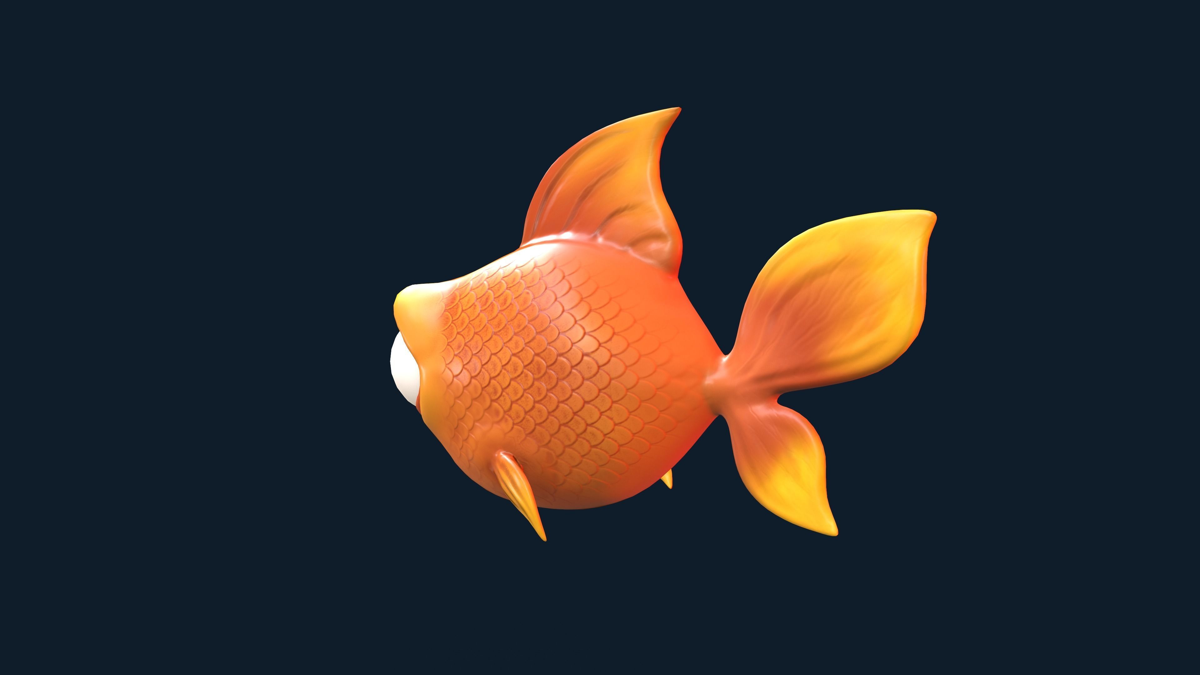 Cartoon Fish With Rig Low-poly 3D model_14