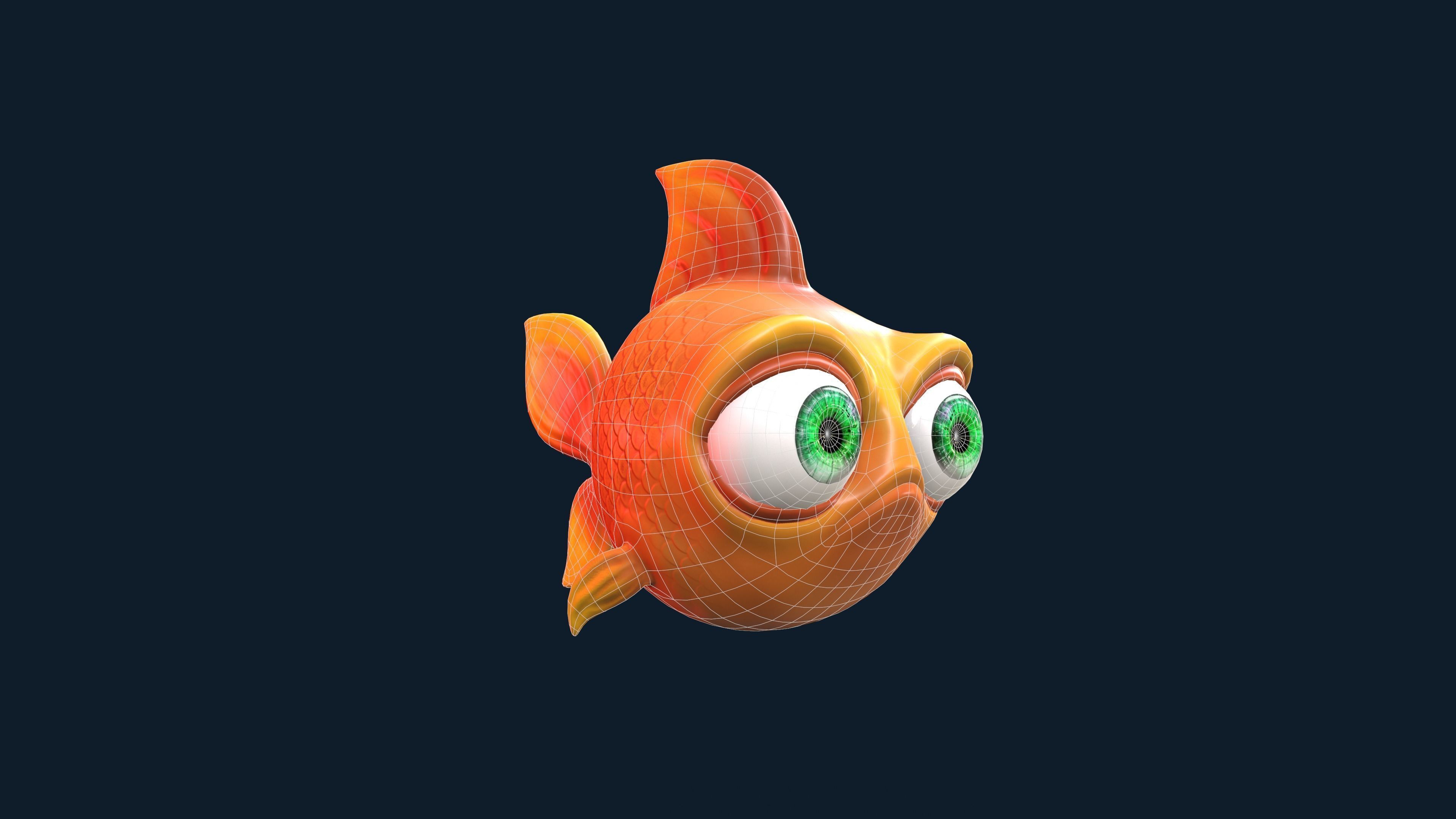 Cartoon Fish With Rig Low-poly 3D model_10