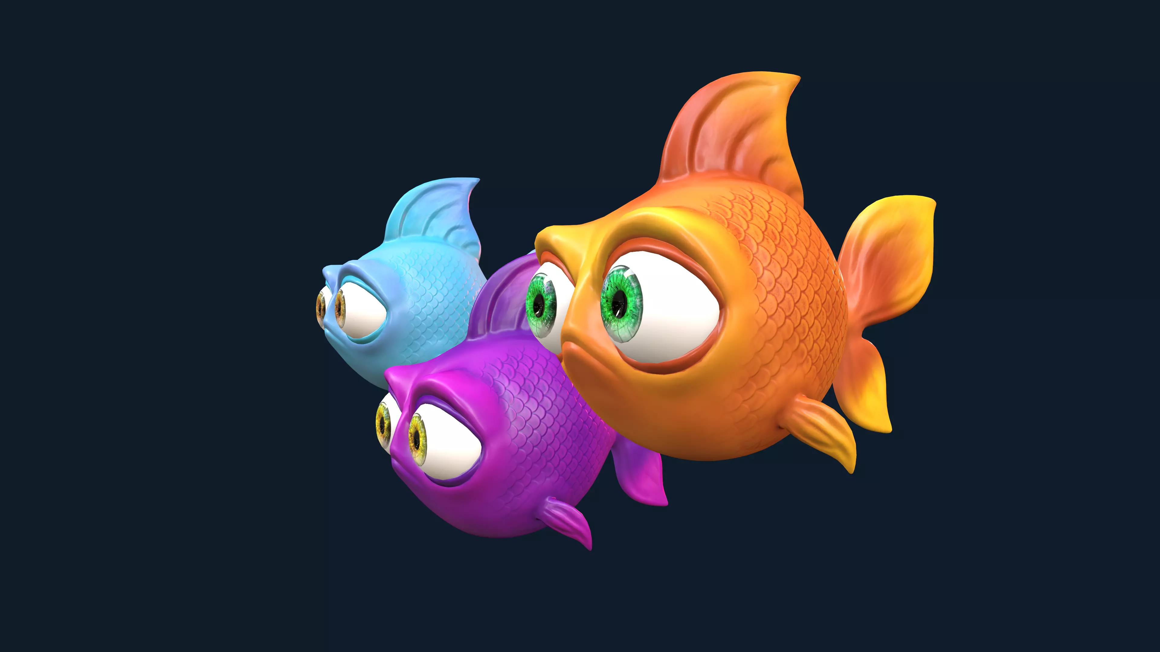 Cartoon Fish With Rig Low-poly 3D model_0
