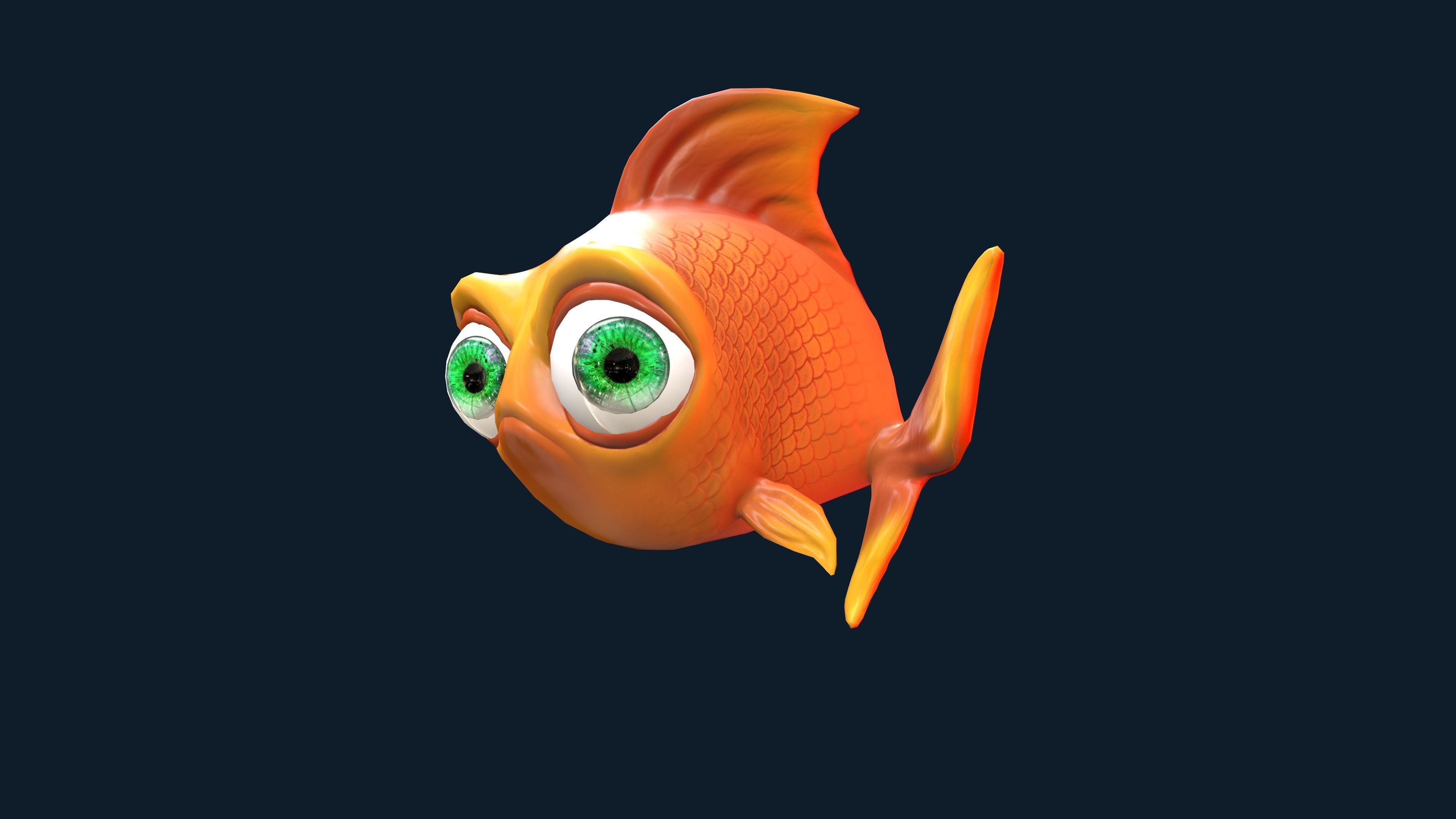 Cartoon Fish With Rig Low-poly 3D model_11