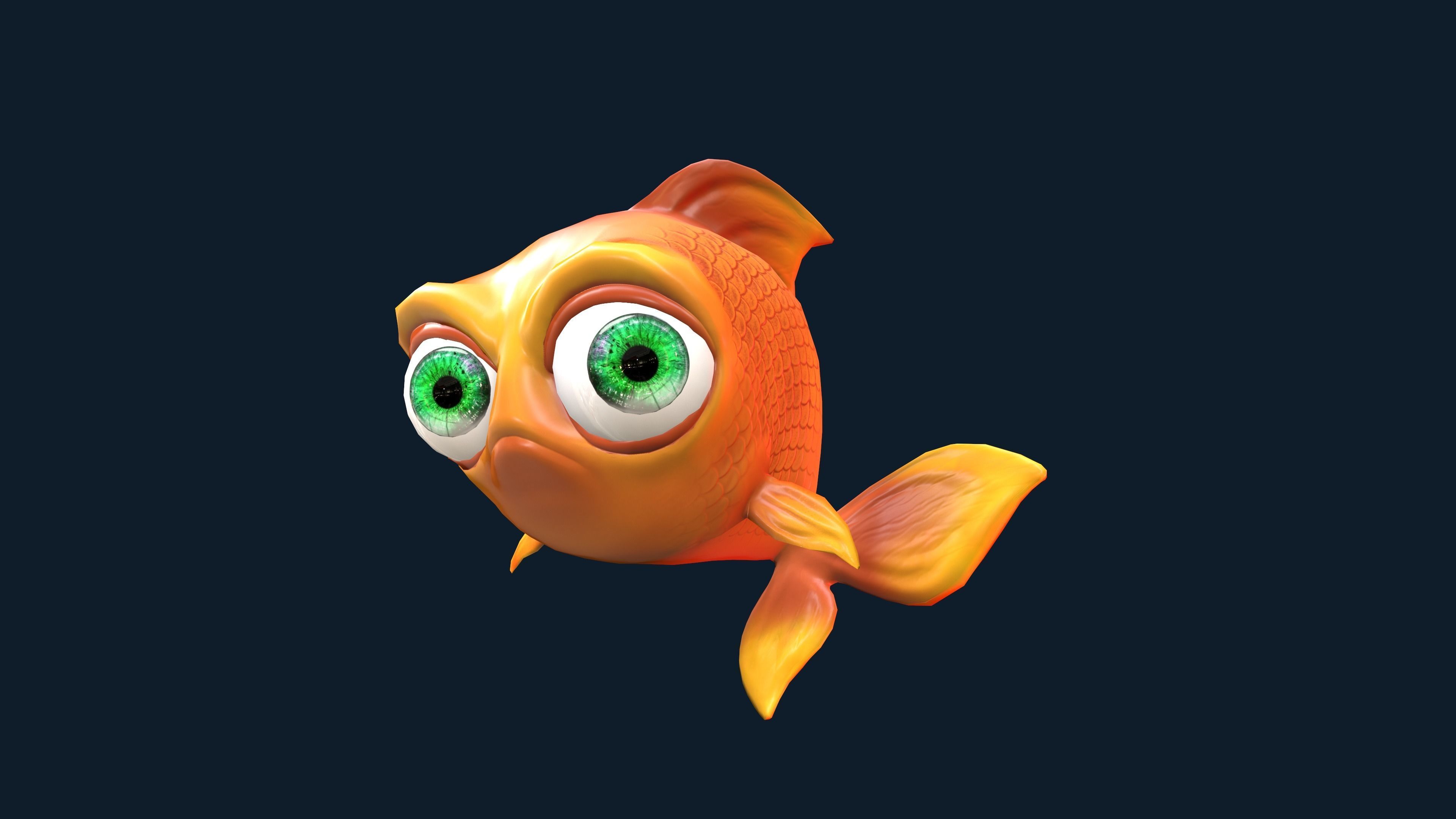 Cartoon Fish With Rig Low-poly 3D model_8