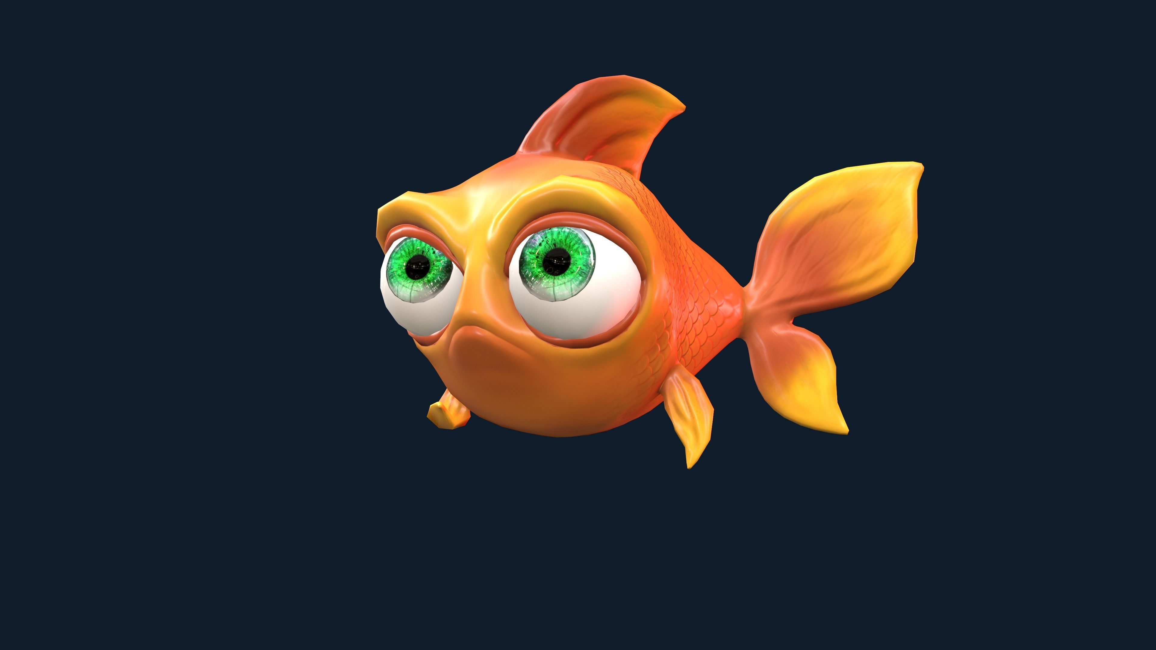 Cartoon Fish With Rig Low-poly 3D model_5