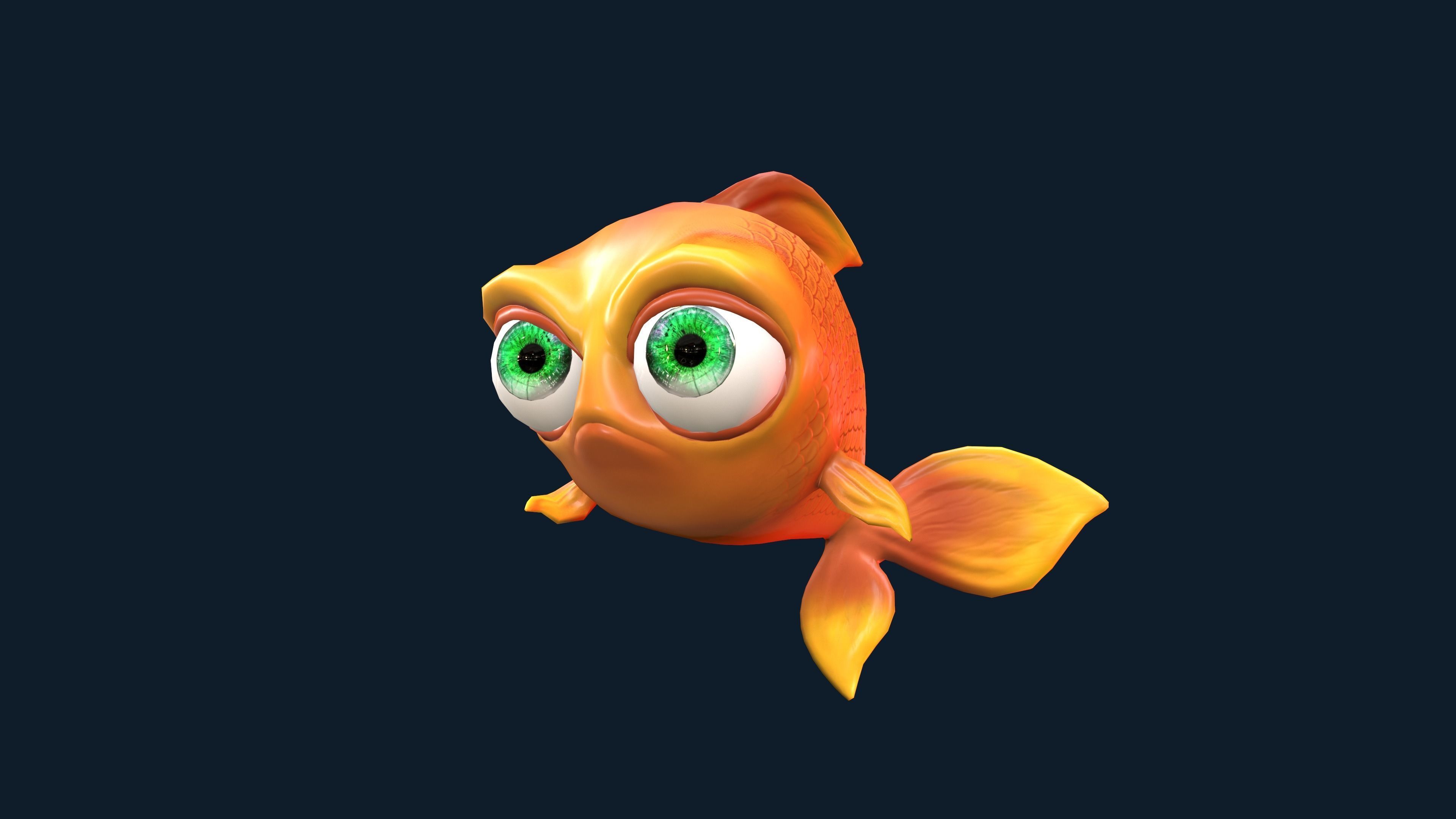 Cartoon Fish With Rig Low-poly 3D model_6