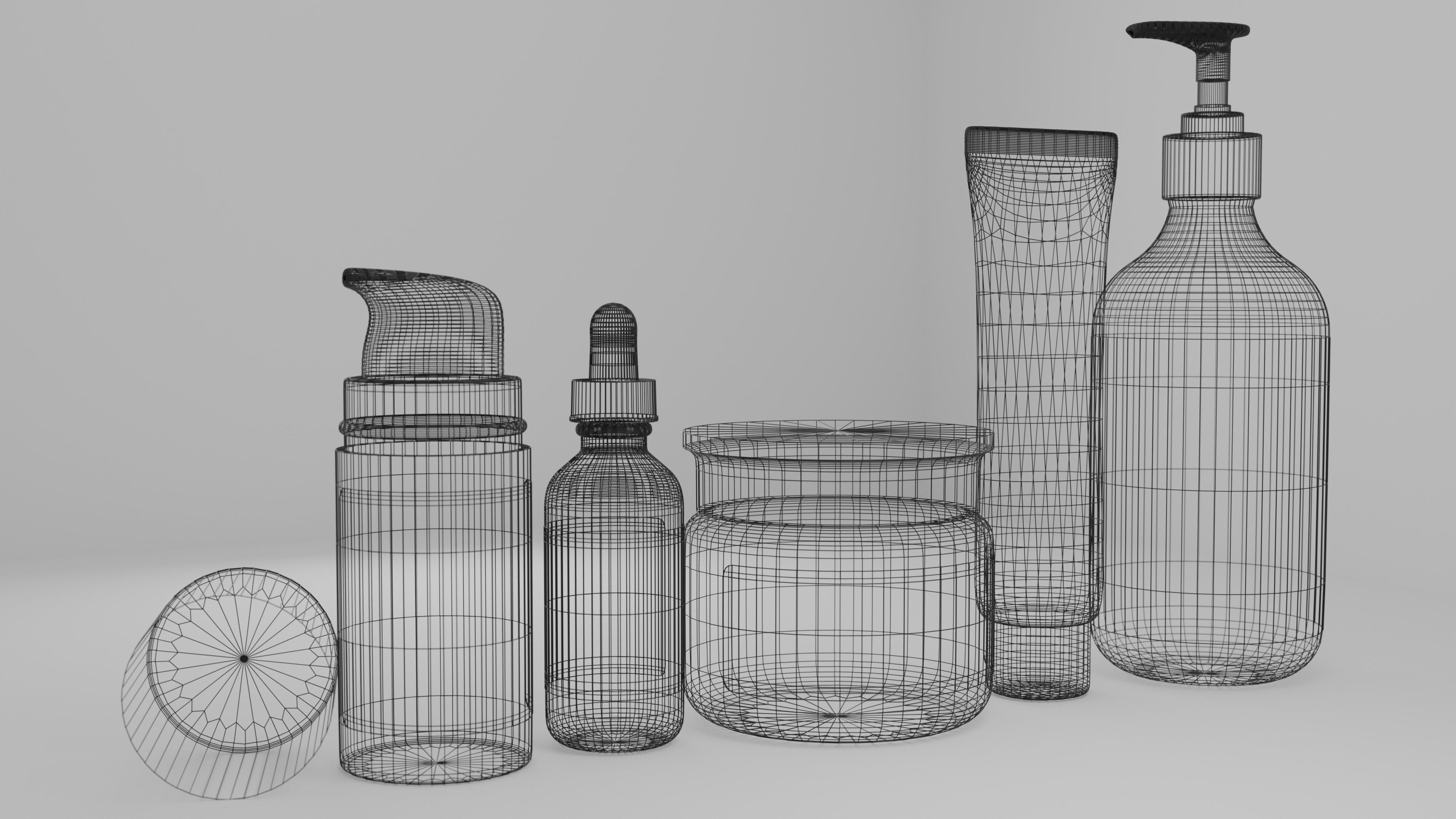 Skincare product bottles 3D model_8