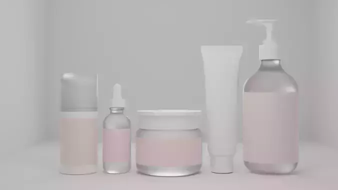 Skincare product bottles