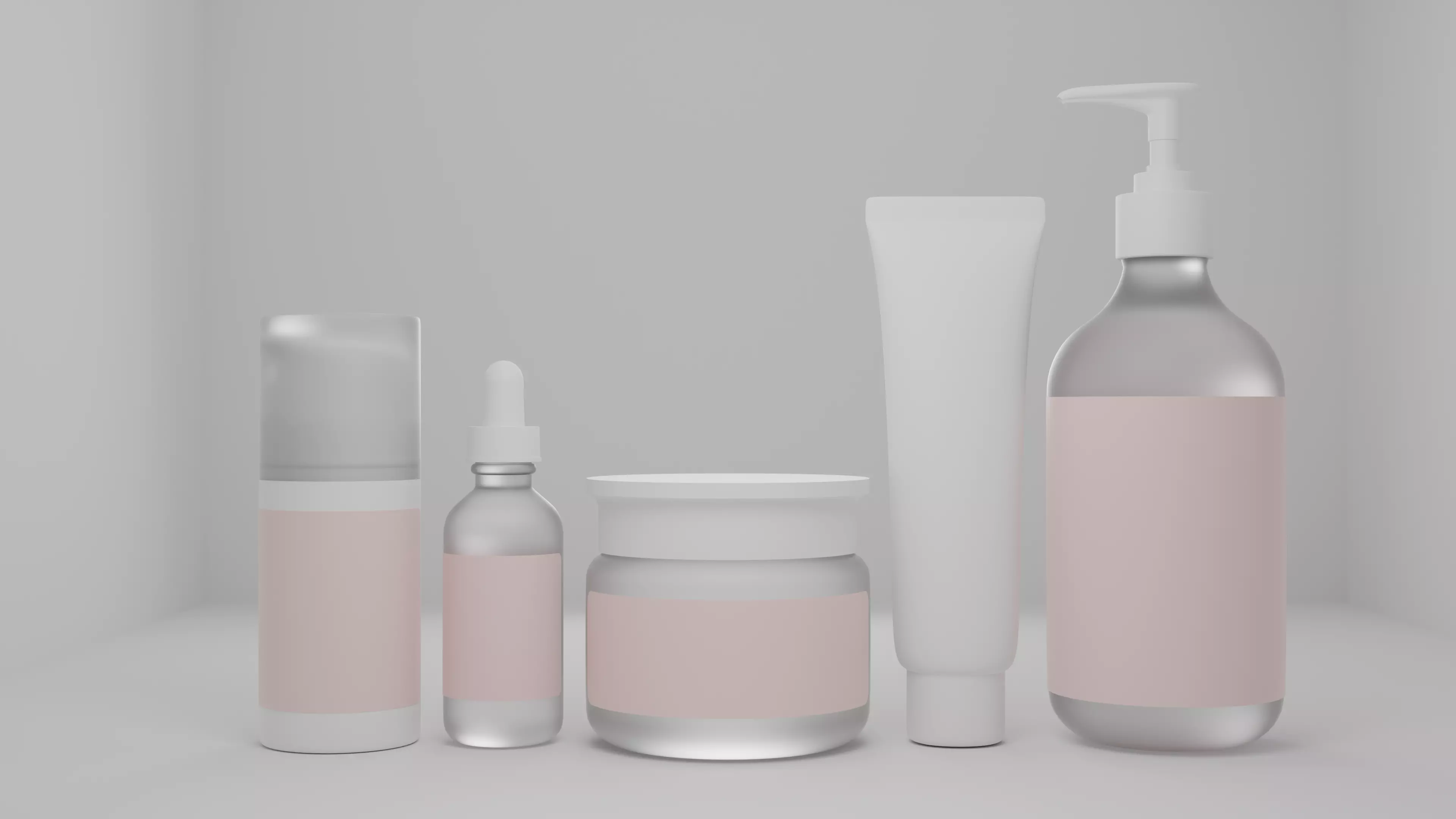 Skincare product bottles 3D model_0