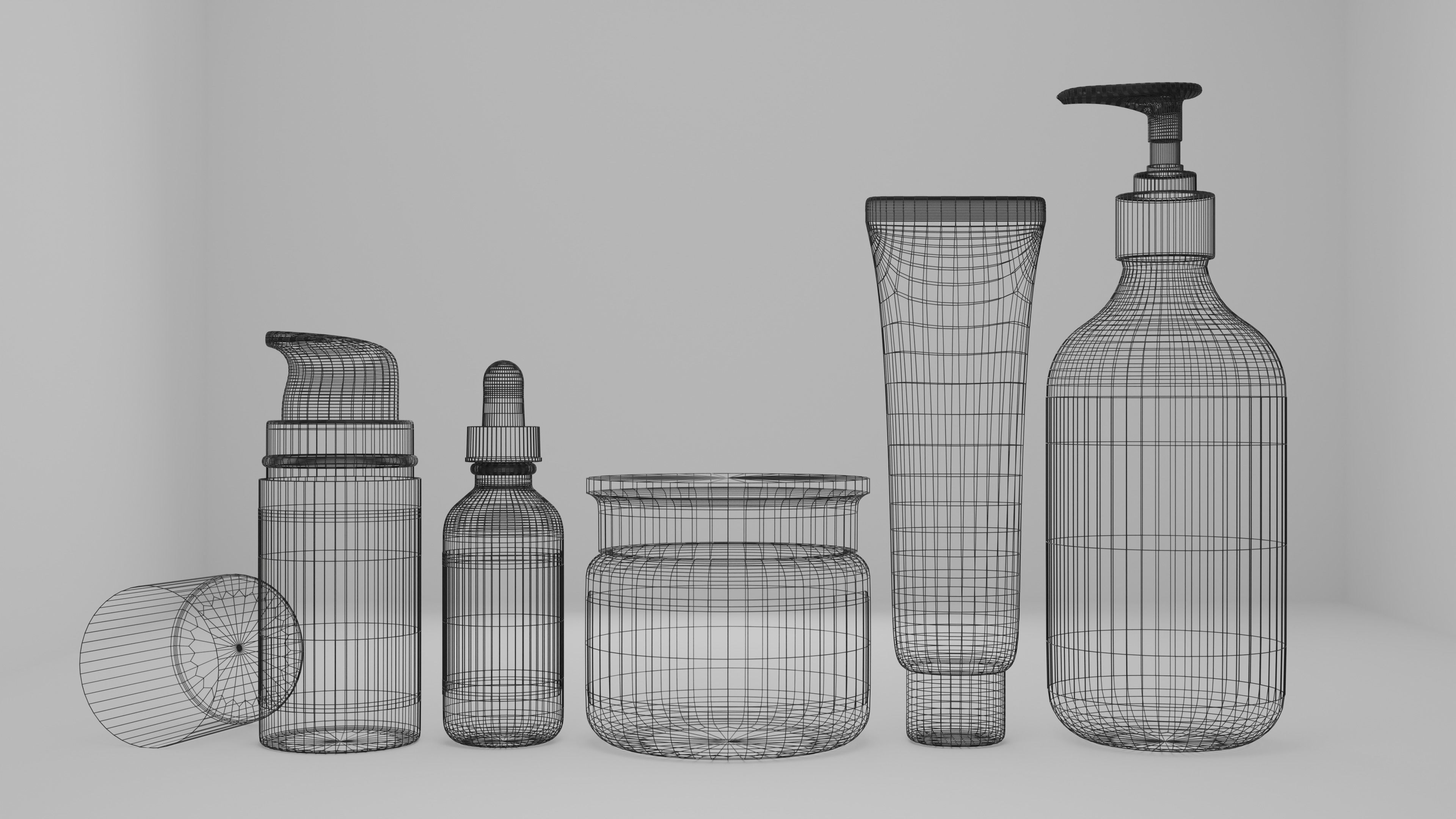 Skincare product bottles 3D model_7