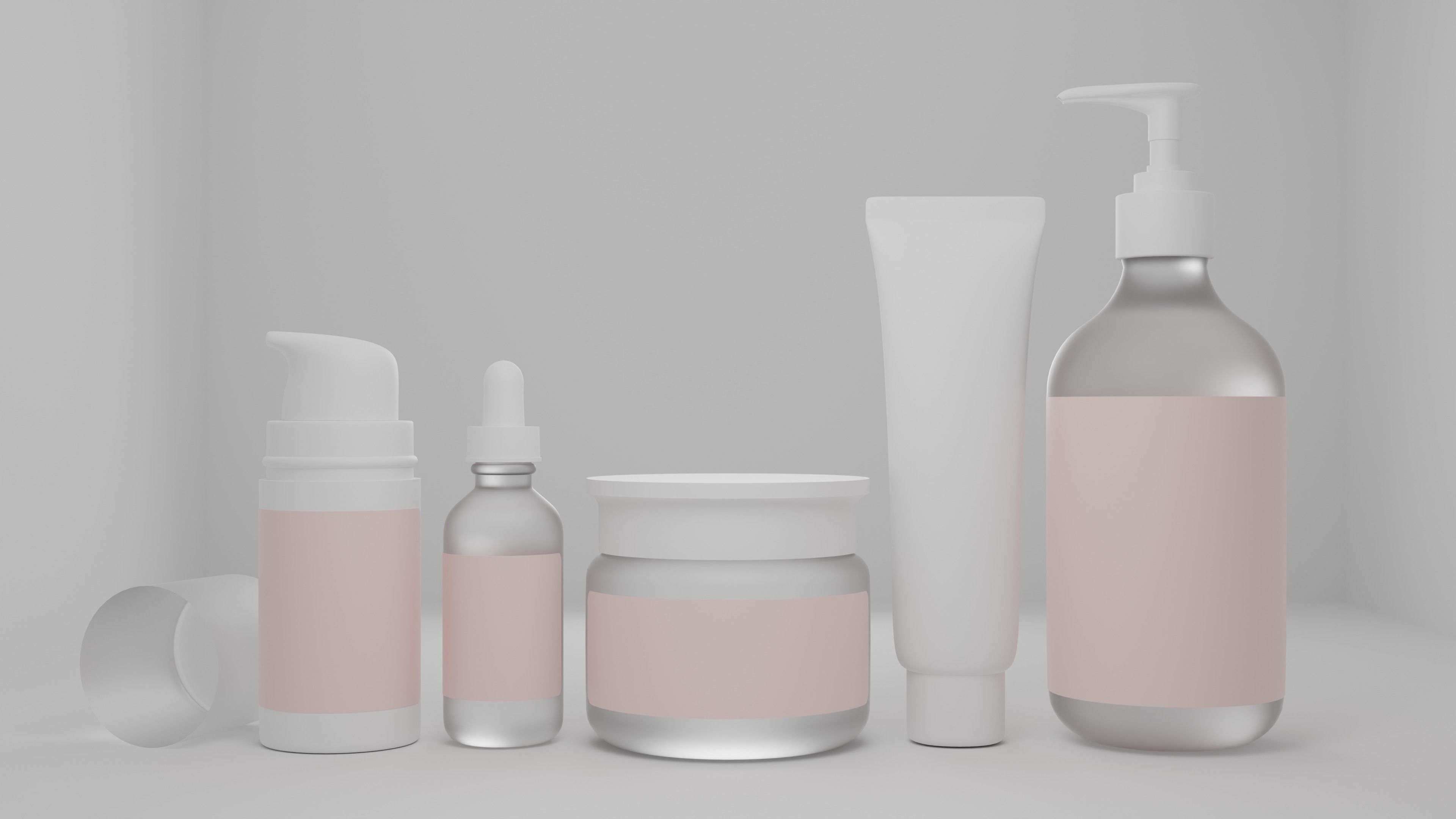 Skincare product bottles 3D model_1