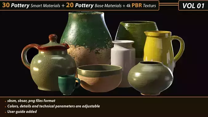30 Pottery Smart material  20 Base Material with textures Texture