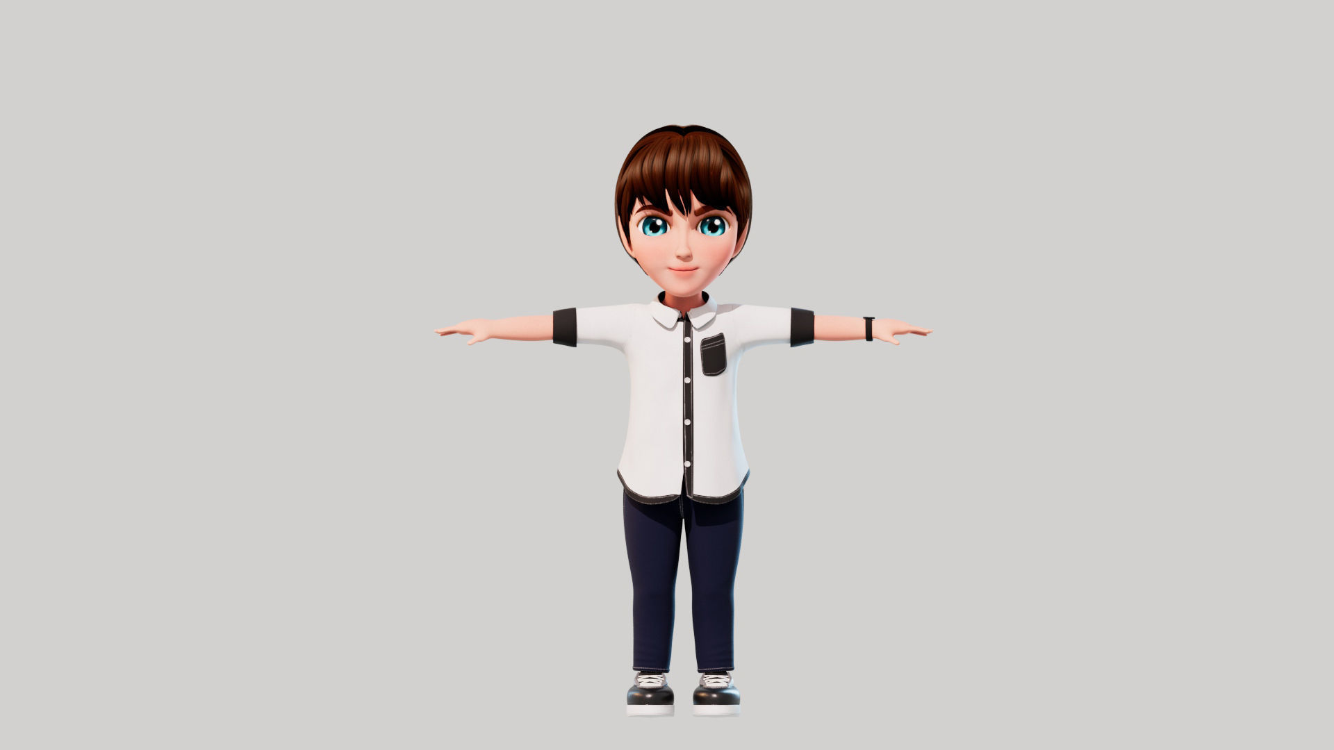 Cartoon Boy Sam 3D model_2