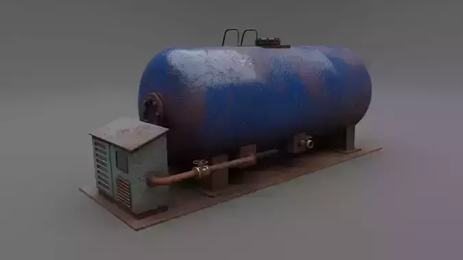 Abandoned Liquid Storage Low-poly 3D model
