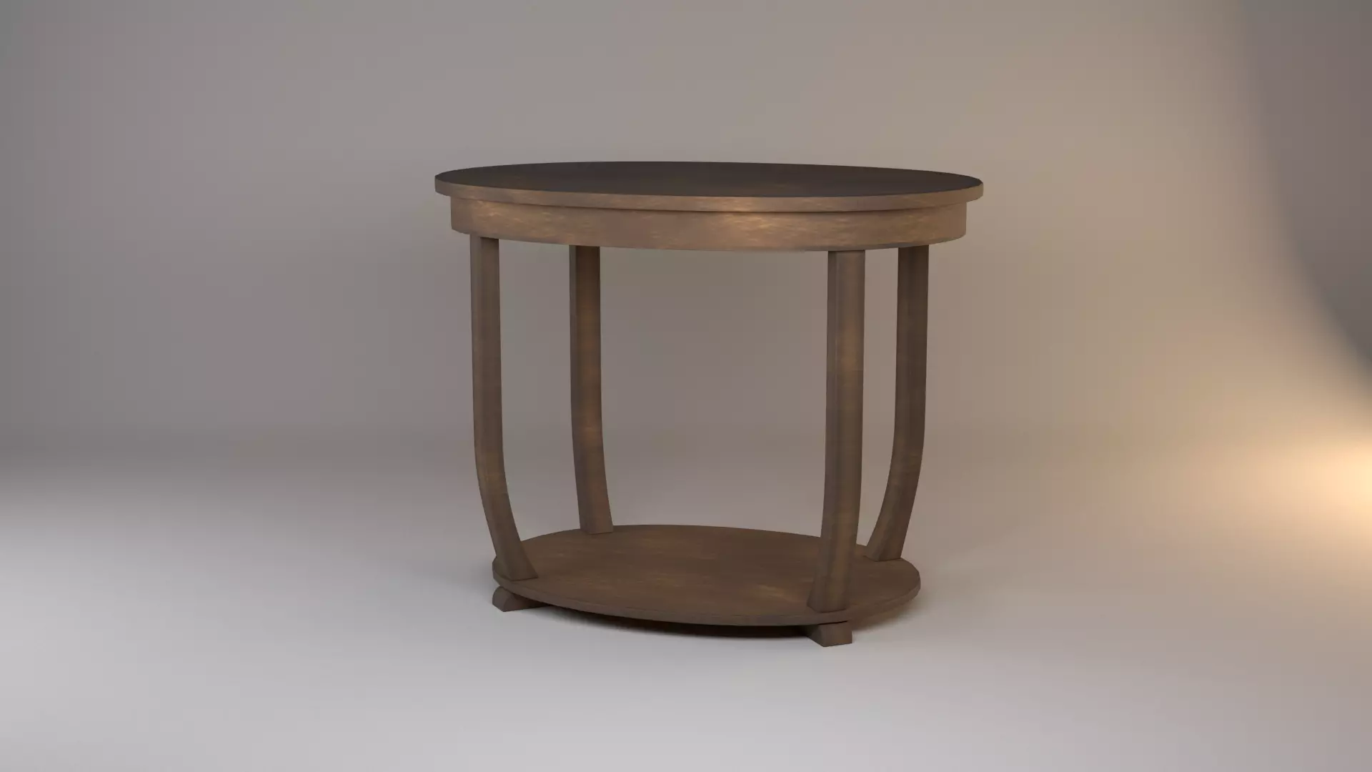 Art Deco British 2-Tier Oval Table in Walnut 1930s 3D model_0