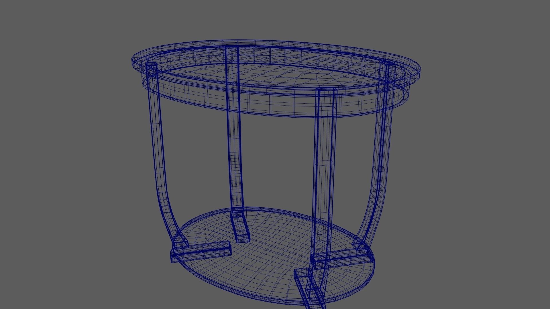 Art Deco British 2-Tier Oval Table in Walnut 1930s 3D model_13