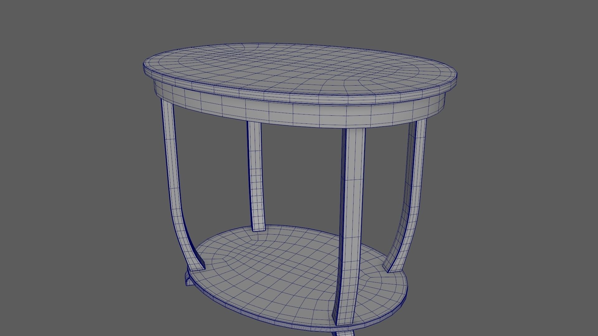 Art Deco British 2-Tier Oval Table in Walnut 1930s 3D model_12