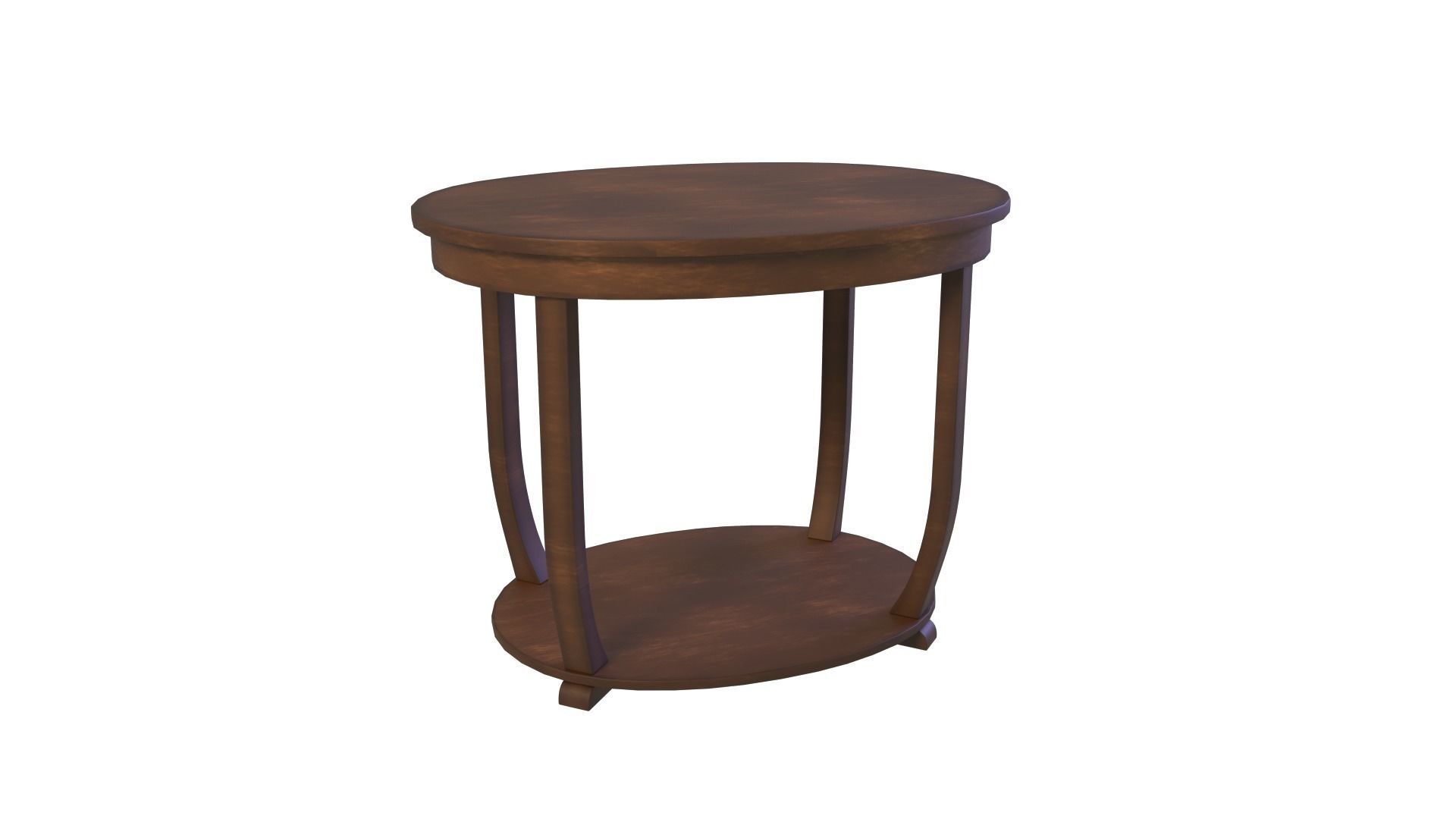 Art Deco British 2-Tier Oval Table in Walnut 1930s 3D model_3