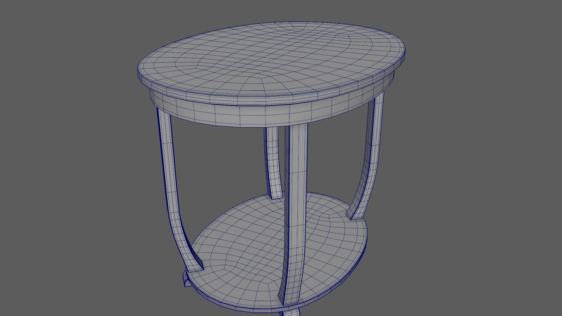 Art Deco British 2-Tier Oval Table in Walnut 1930s 3D model_9