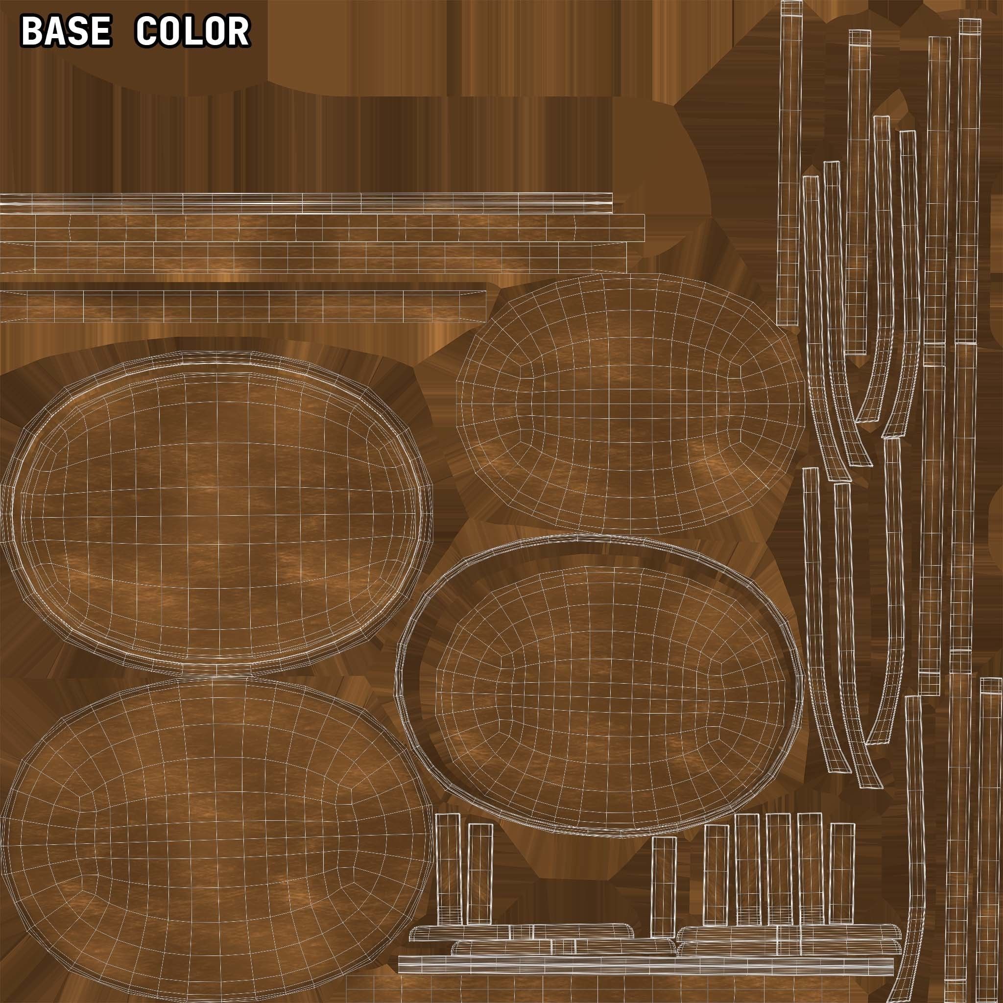 Art Deco British 2-Tier Oval Table in Walnut 1930s 3D model_18