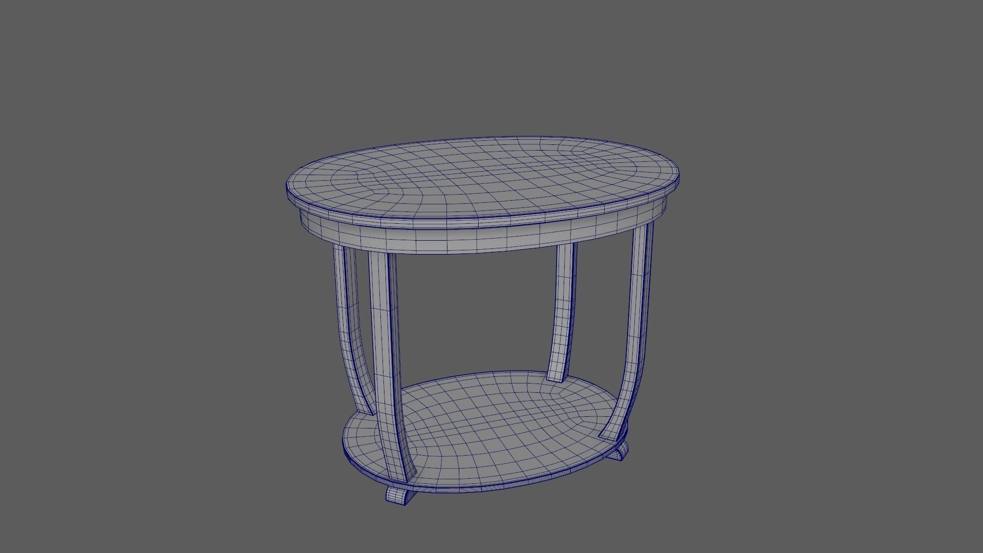 Art Deco British 2-Tier Oval Table in Walnut 1930s 3D model_6